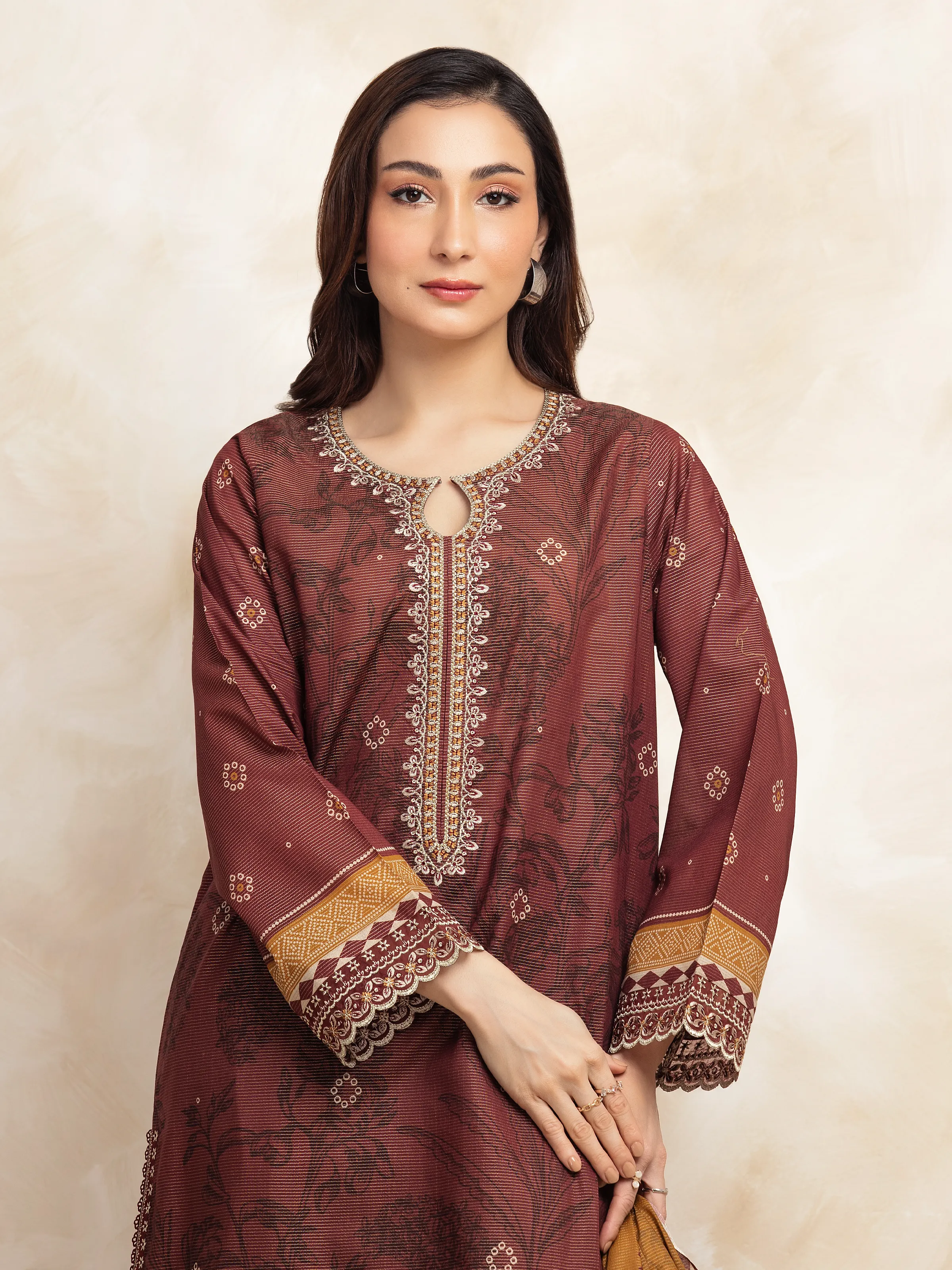 Unstitched Embroidered Lawn Suit - EWU5V1-31192-3P - Image 4