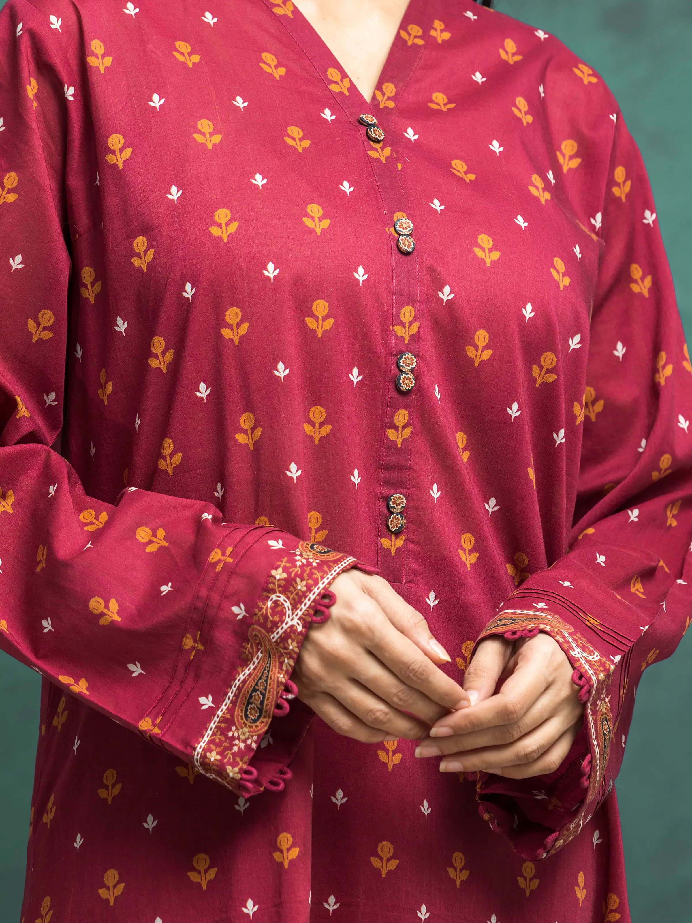 Unstitched Printed Khaddar Shirt Dupatta - EWU24M3-079SD - Image 3