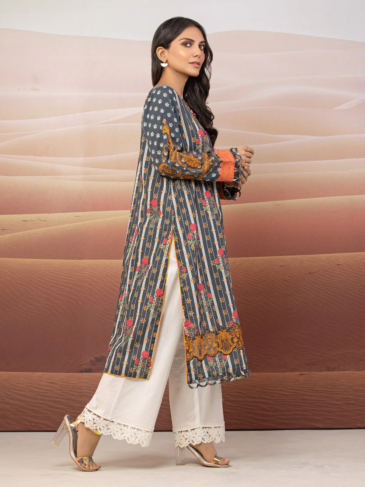Unstitched Embroidered Cotton Shirt - EWU22V9-25043A - Image 3
