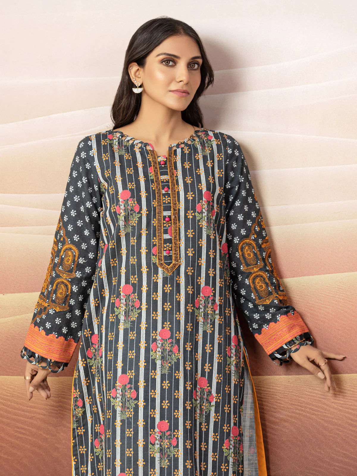 Unstitched Embroidered Cotton Shirt - EWU22V9-25043A - Image 4