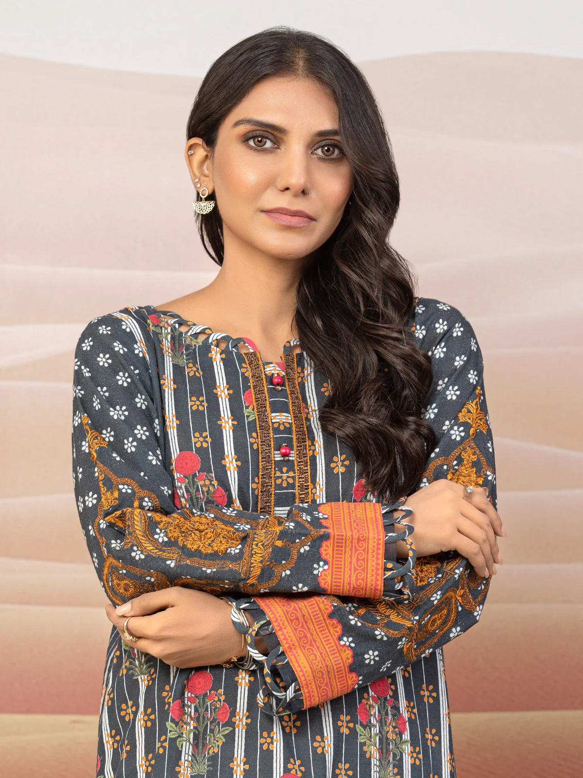Unstitched Embroidered Cotton Shirt - EWU22V9-25043A - Image 5