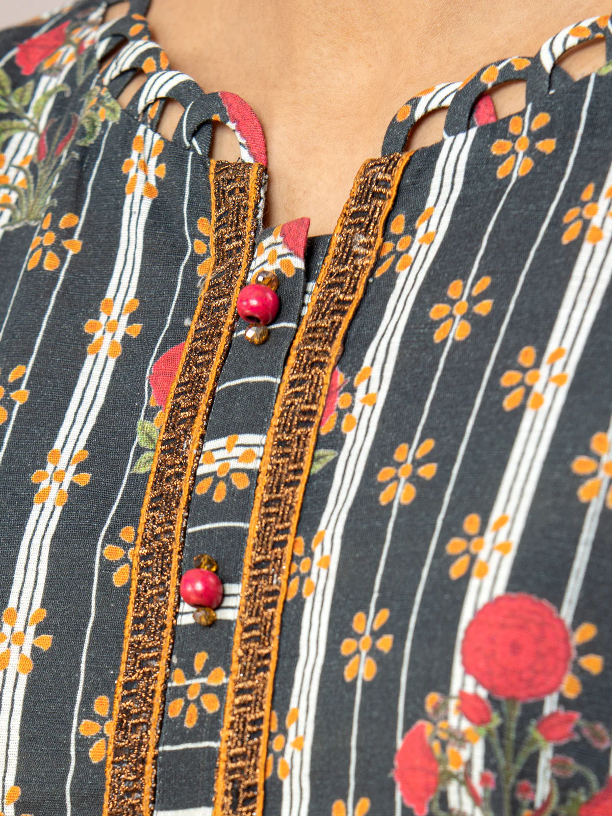 Unstitched Embroidered Cotton Shirt - EWU22V9-25043A - Image 7