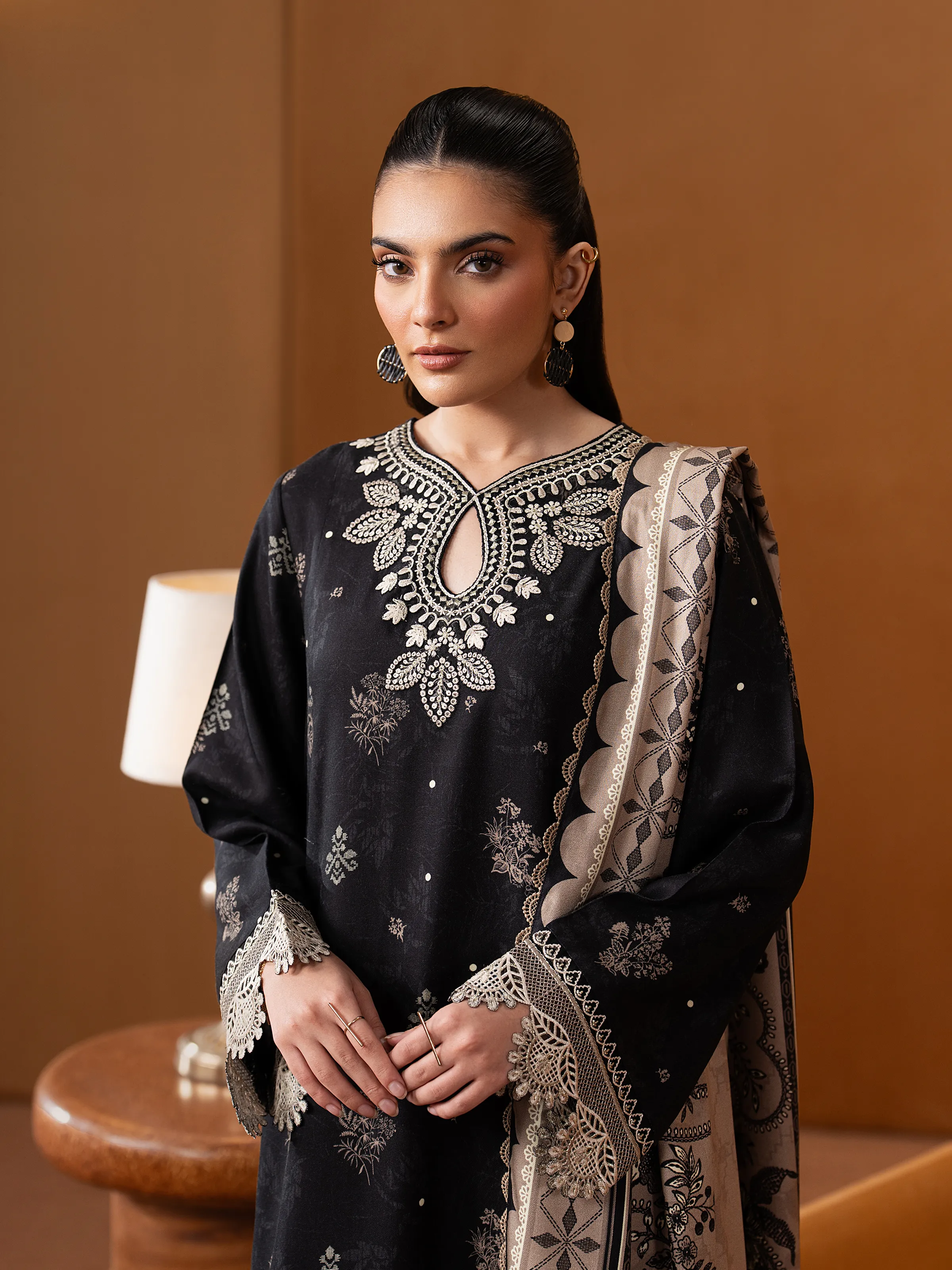 Unstitched Embroidered Twill Viscose Suit - EWU5V20-32088-3P - Image 2