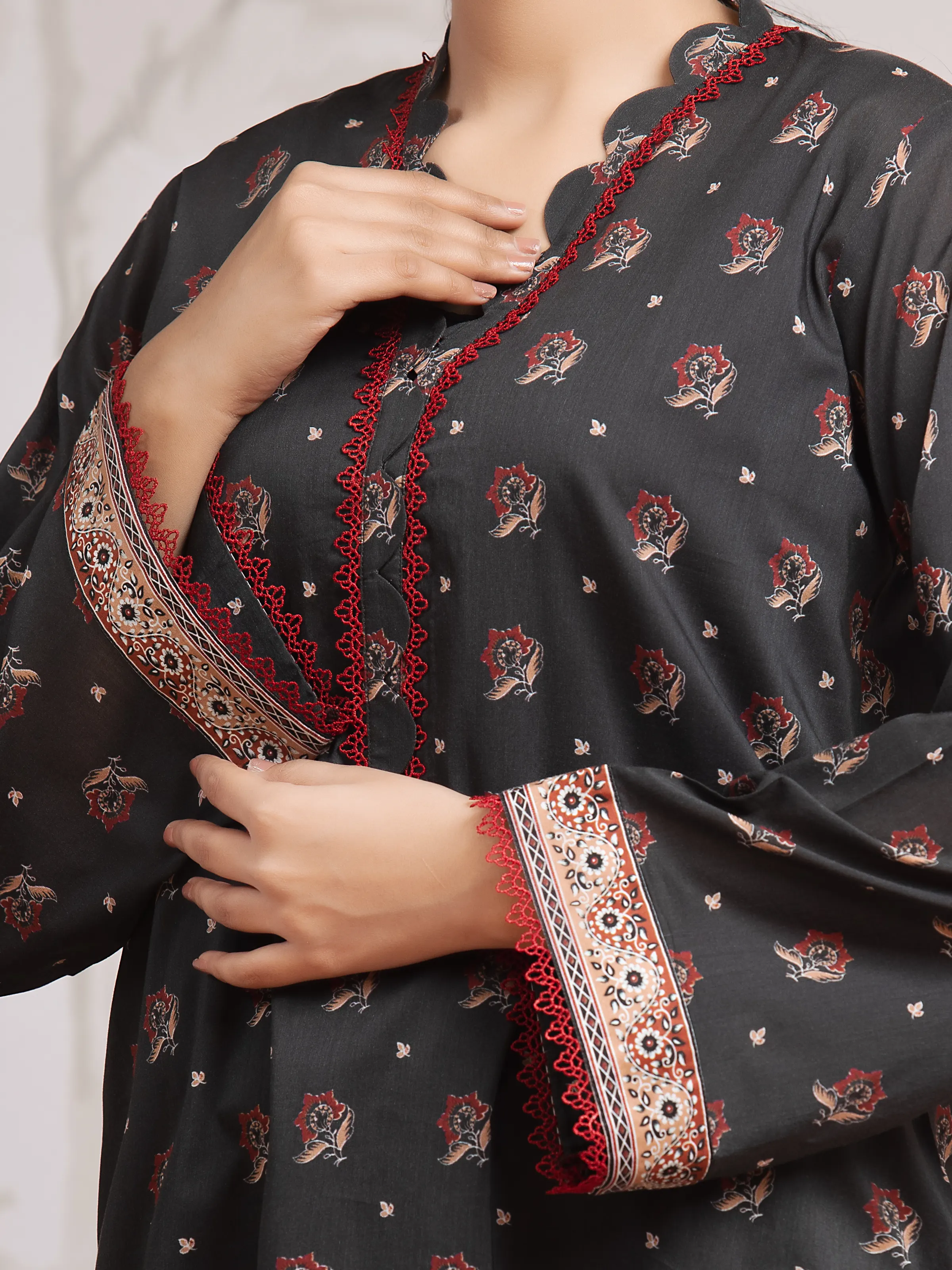 Unstitched Printed Khaddar Suit - EWU24A3-29802-3P - Image 4