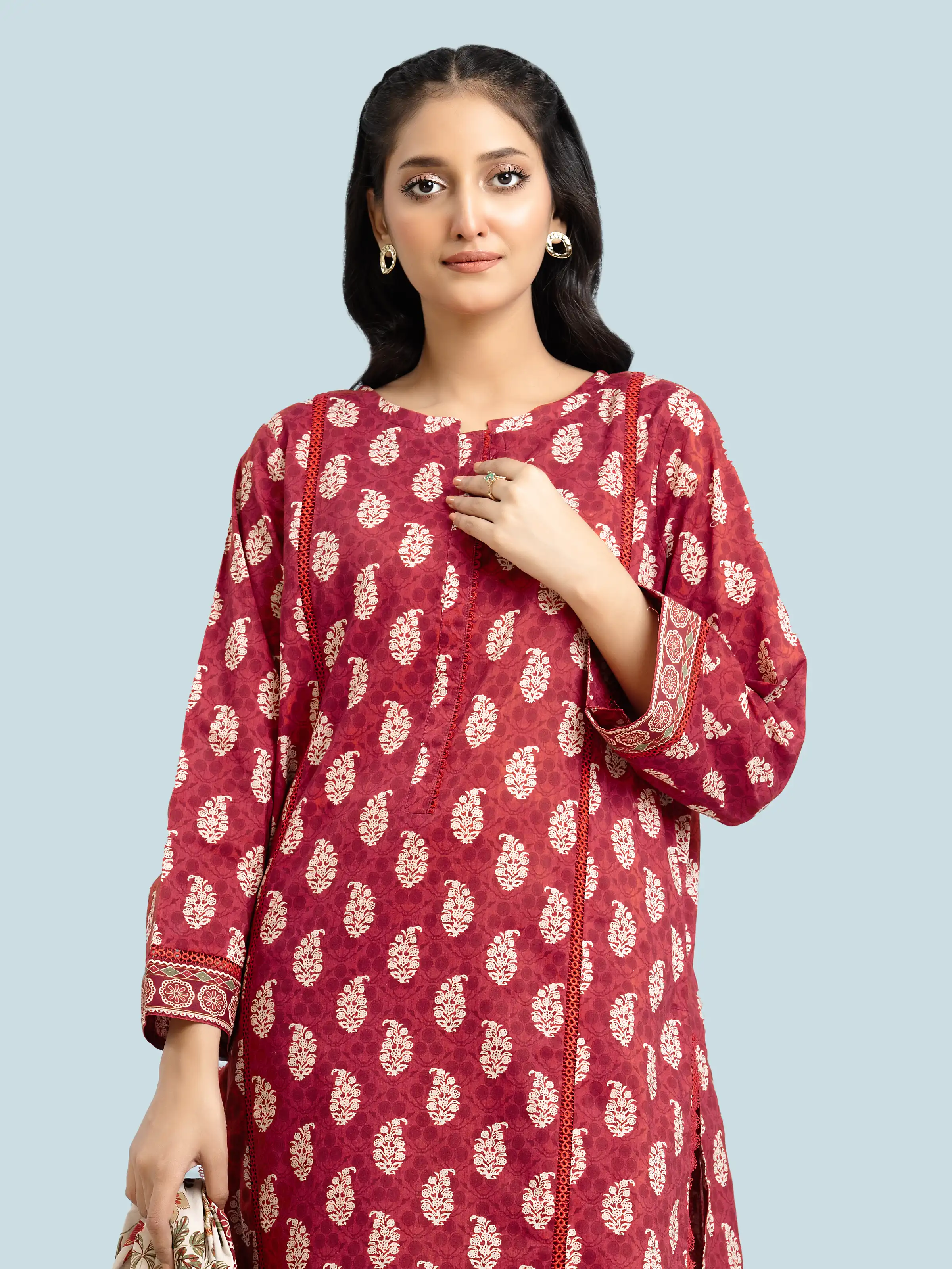 Unstitched Printed Khaddar Suit - EWU24A3-29646-3P - Image 3