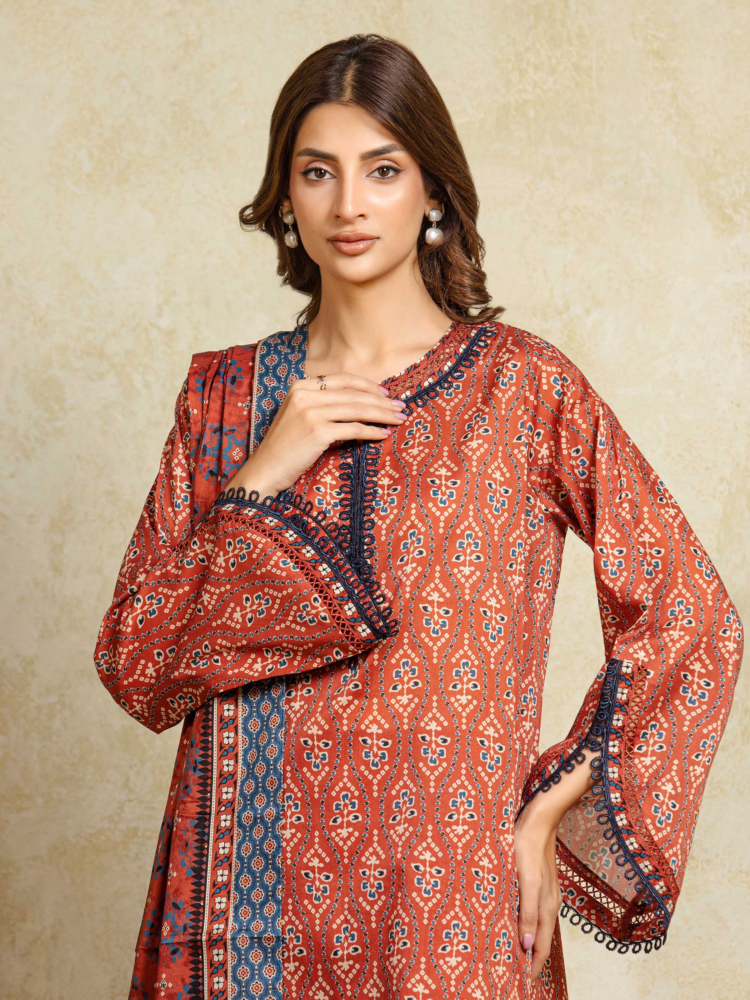Unstitched Printed Khaddar Suit - EWU5A3-35931-3P - Image 2