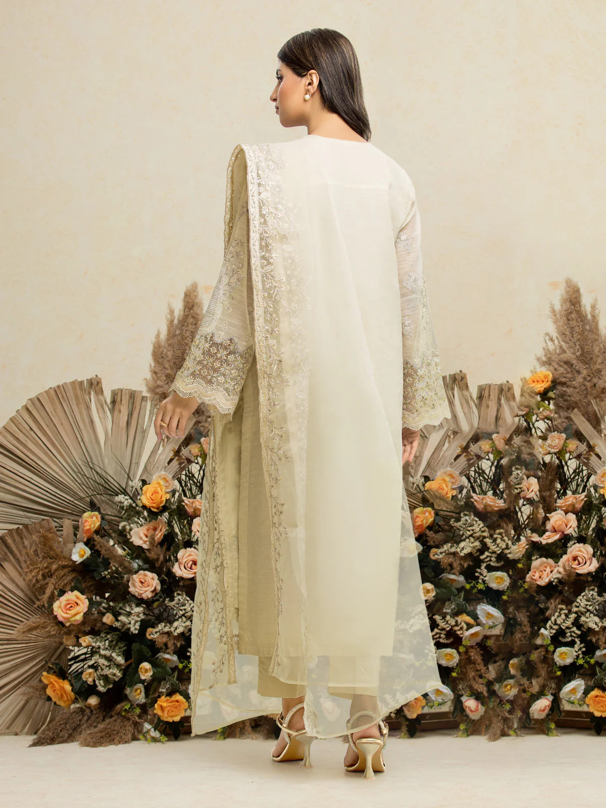 Unstitched Embroidered Chanderi Shirt Trouser - EWU24V6-28737ST - Image 2