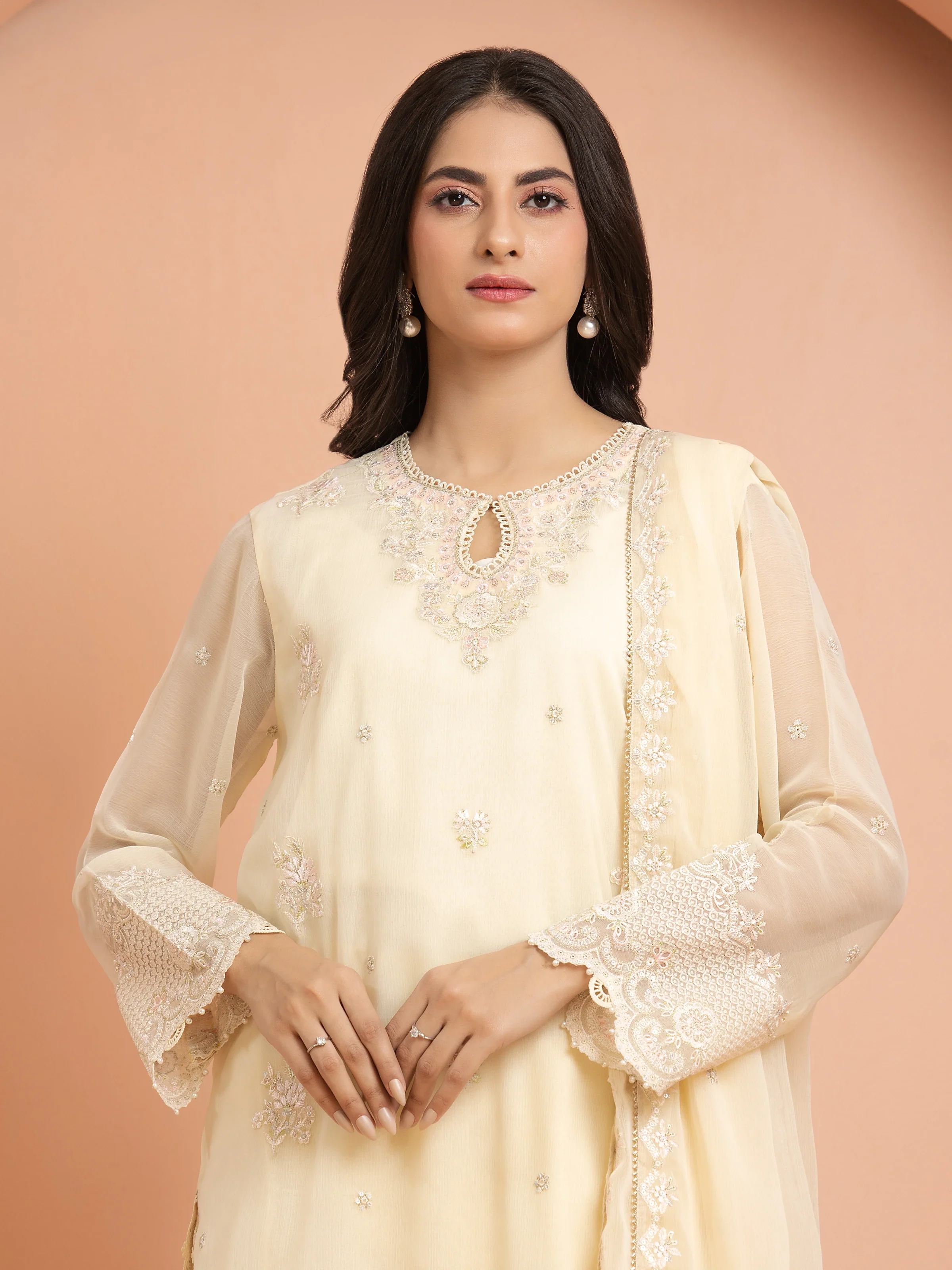 Unstitched Embroidered Chiffon Suit - EWU24V5-30323-3P - Image 2