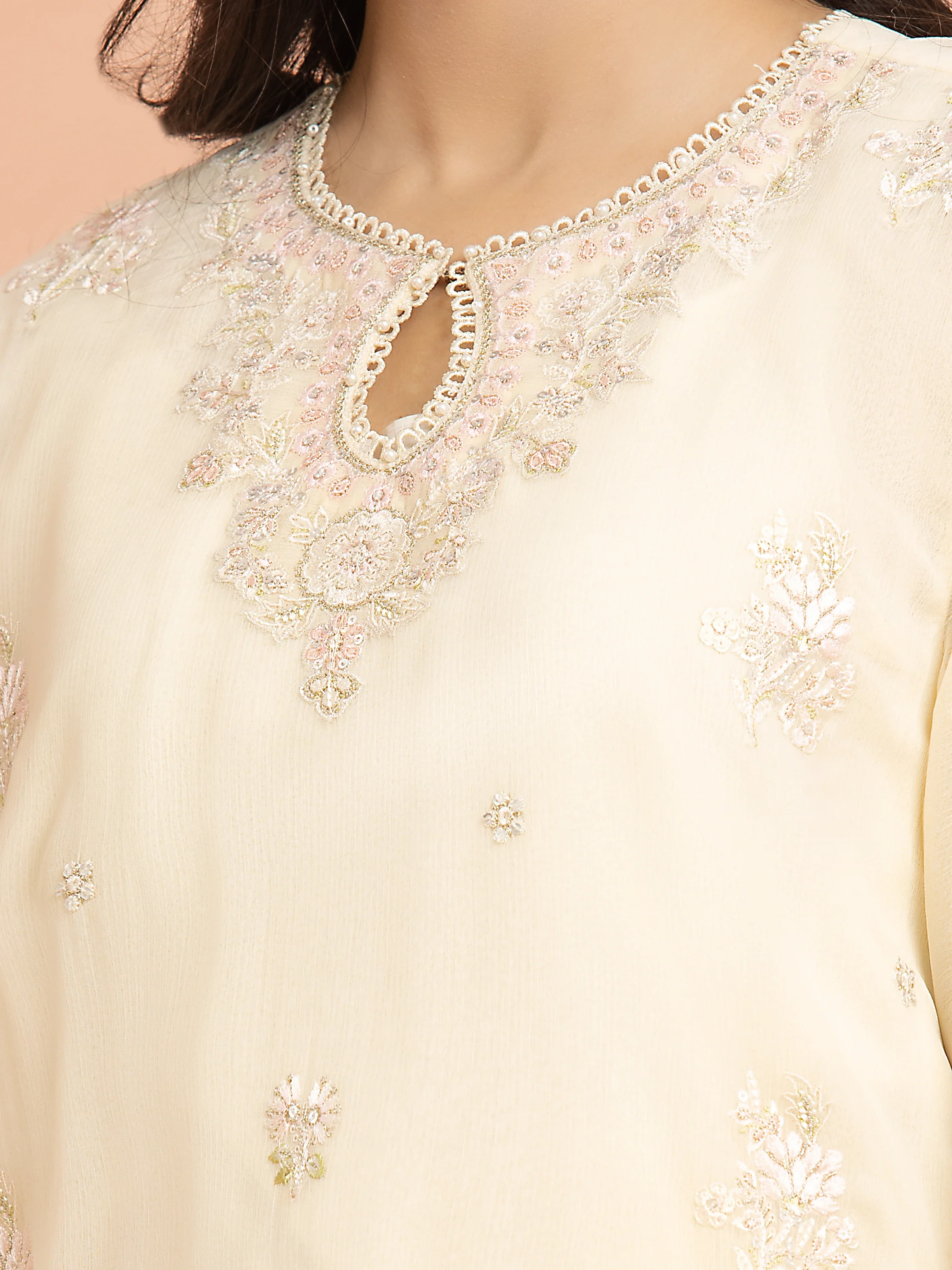 Unstitched Embroidered Chiffon Suit - EWU24V5-30323-3P - Image 3