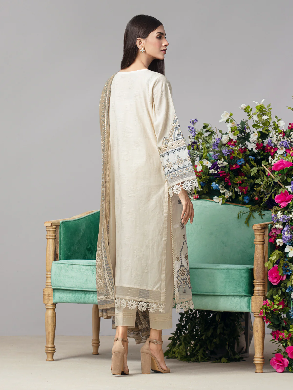 Unstitched Embroidered Dobby Shirt Trouser - EWU23V7-26743ST - Image 2