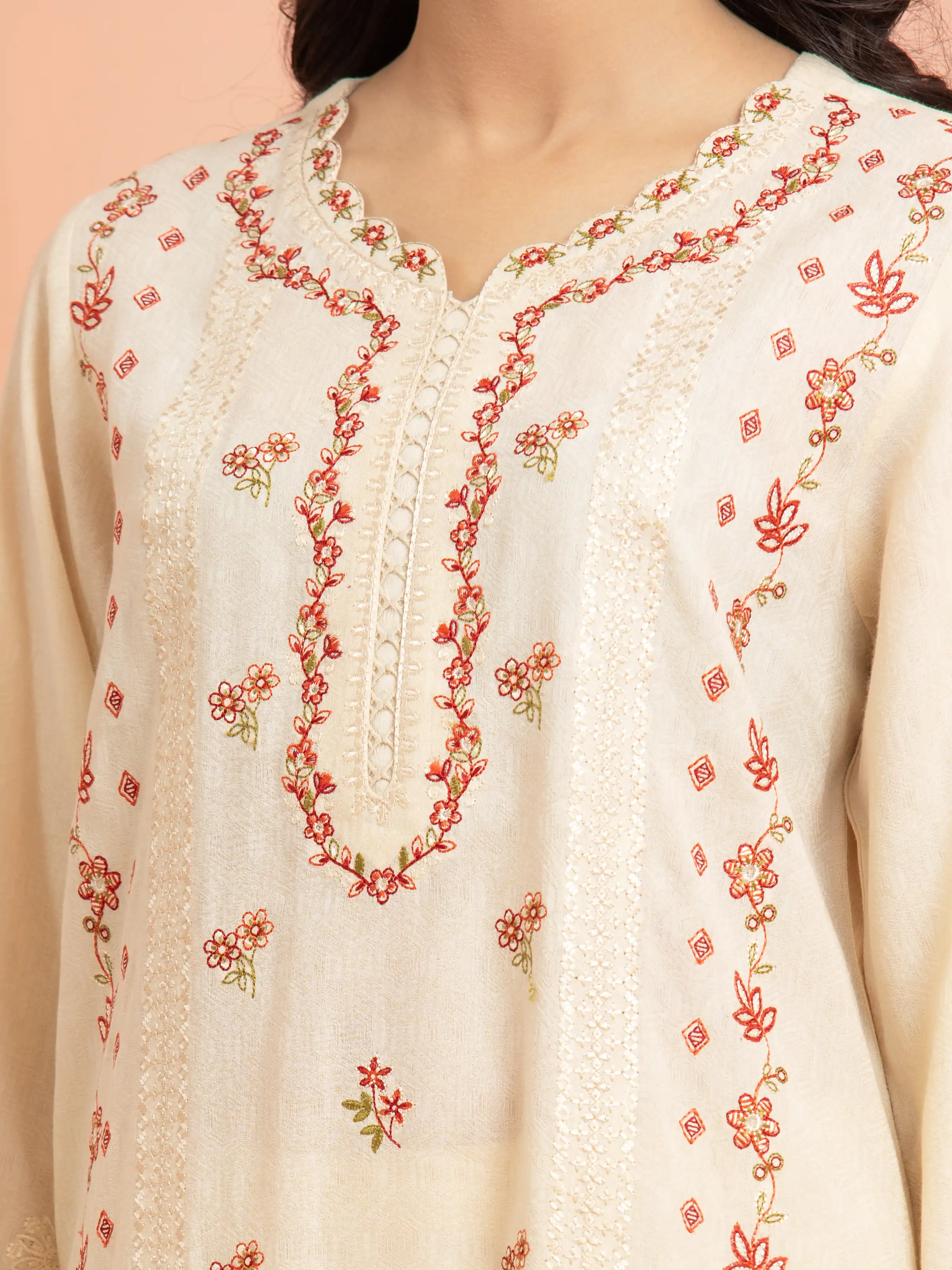Unstitched Embroidered Dobby Suit - EWU5V7-30263-3P - Image 2