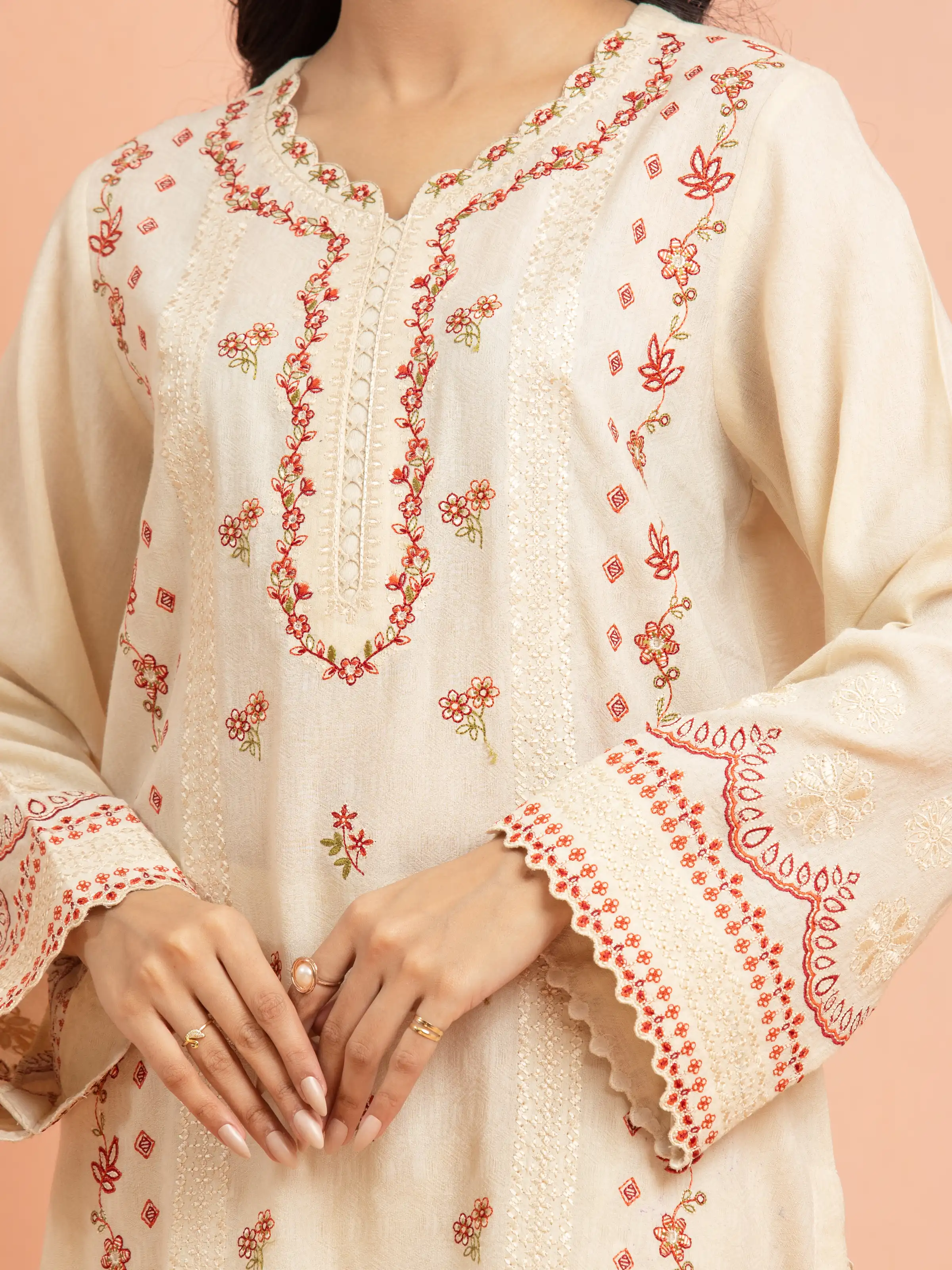 Unstitched Embroidered Dobby Suit - EWU5V7-30263-3P - Image 3