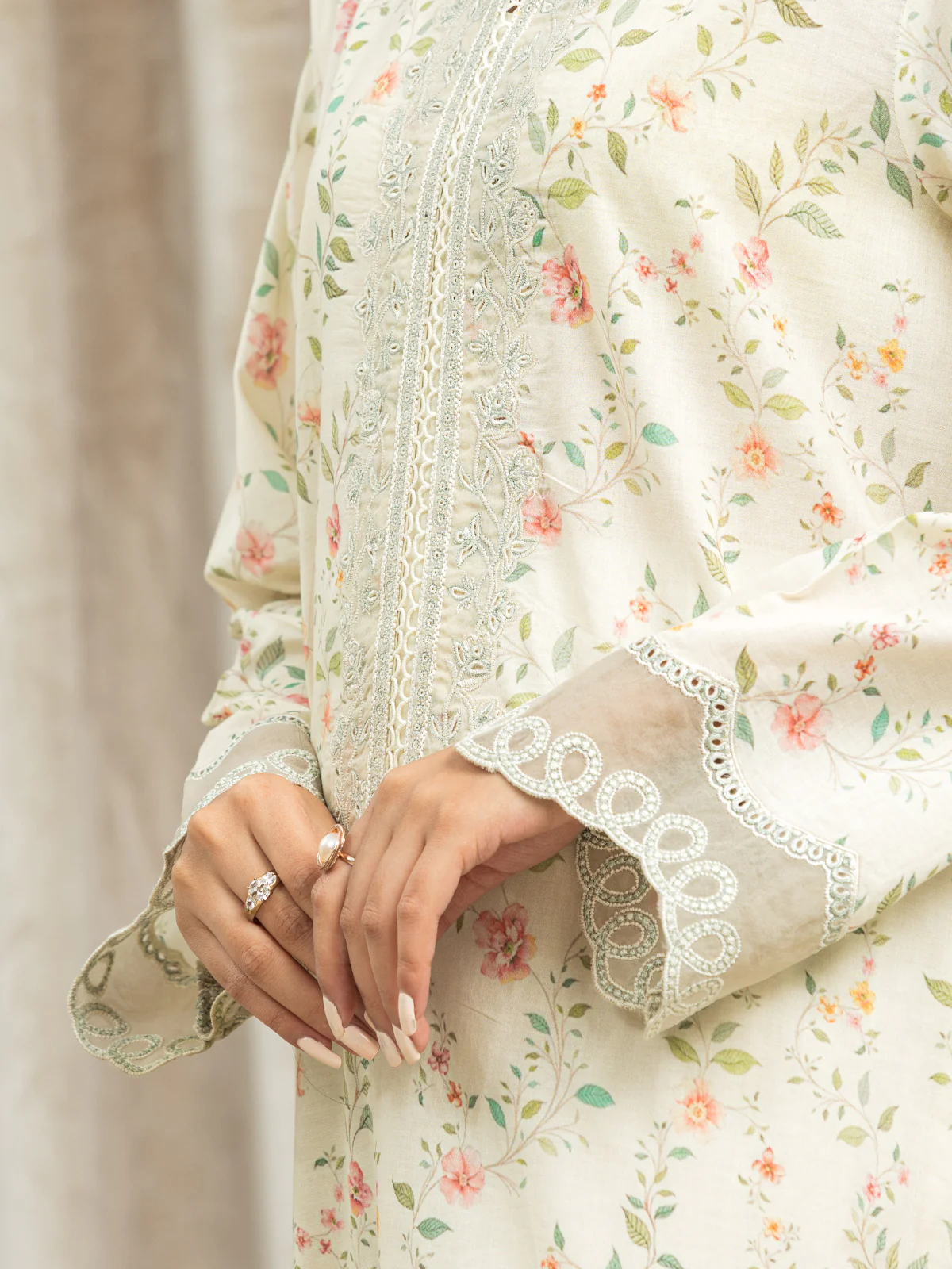 Unstitched Embroidered Lawn Shirt Trouser - EWU24V1-28611ST - Image 2