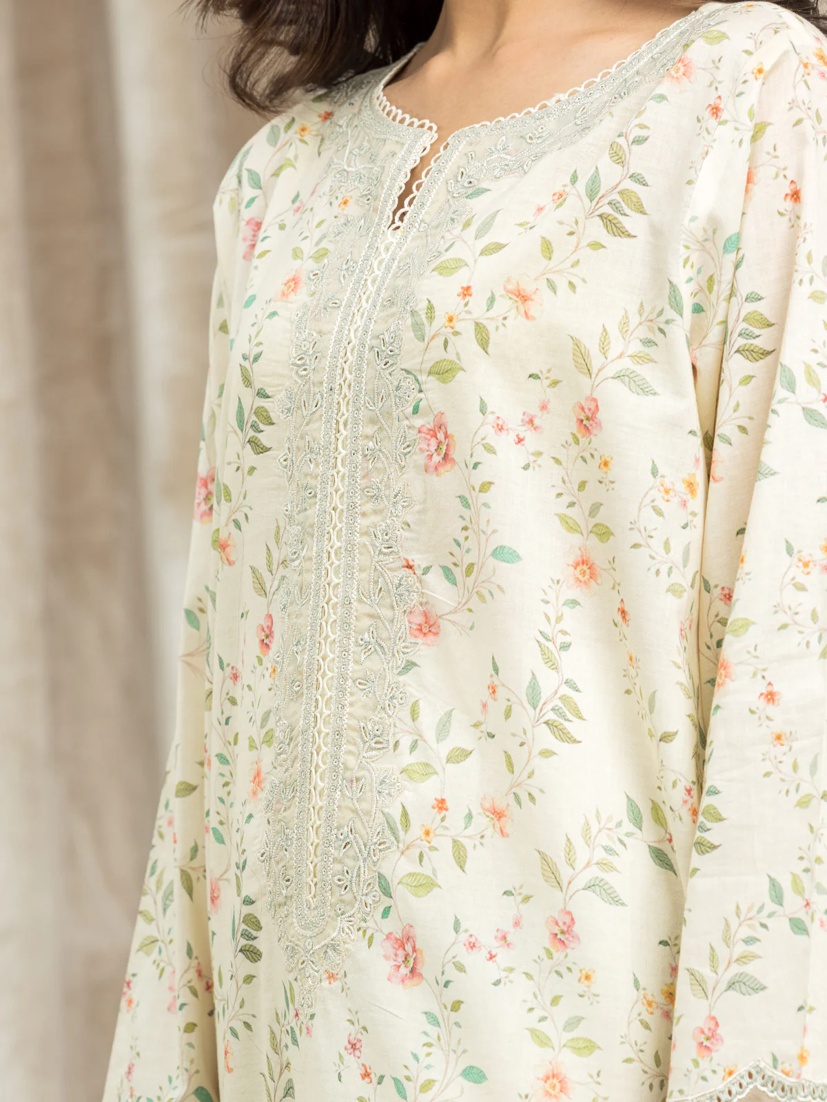 Unstitched Embroidered Lawn Shirt Trouser - EWU24V1-28611ST - Image 3