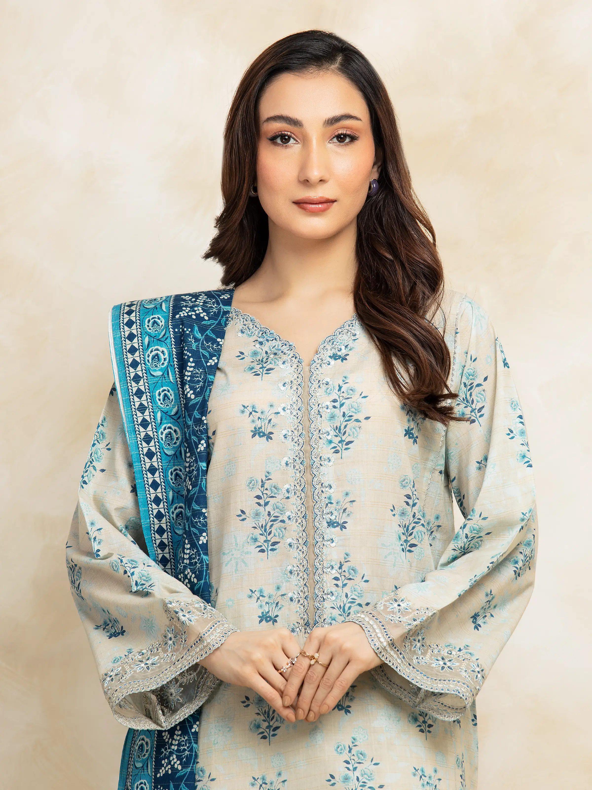 Unstitched Embroidered Lawn Suit - EWU5V1-31184-3P - Image 2