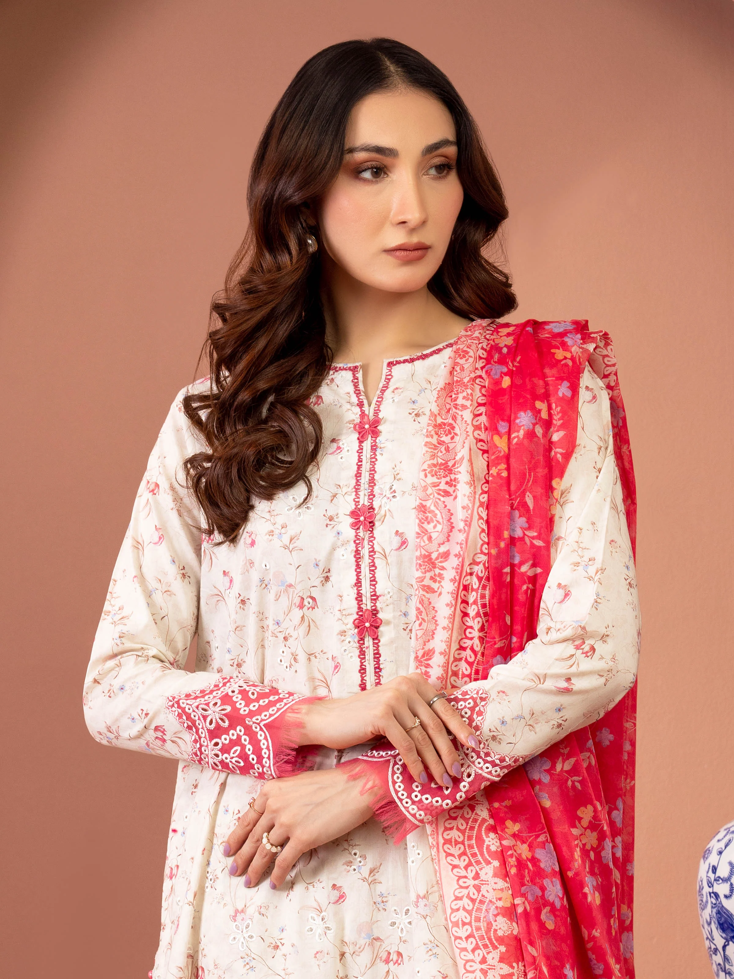 Unstitched Embroidered Lawn Suit - EWU5V1-31448-3P - Image 2