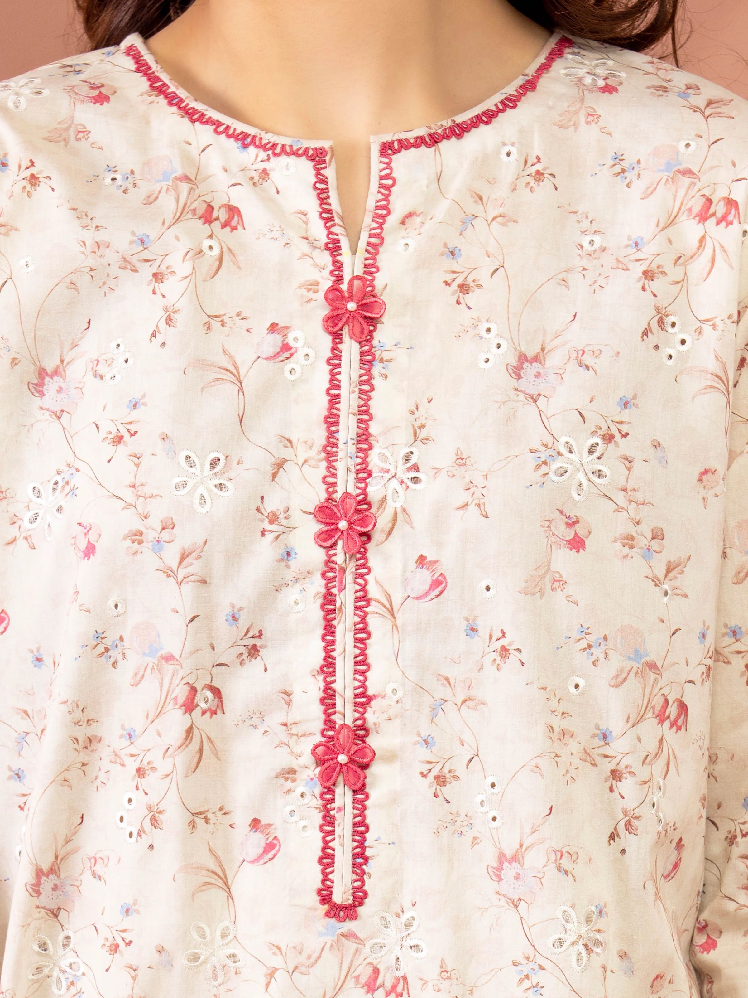 Unstitched Embroidered Lawn Suit - EWU5V1-31448-3P - Image 4