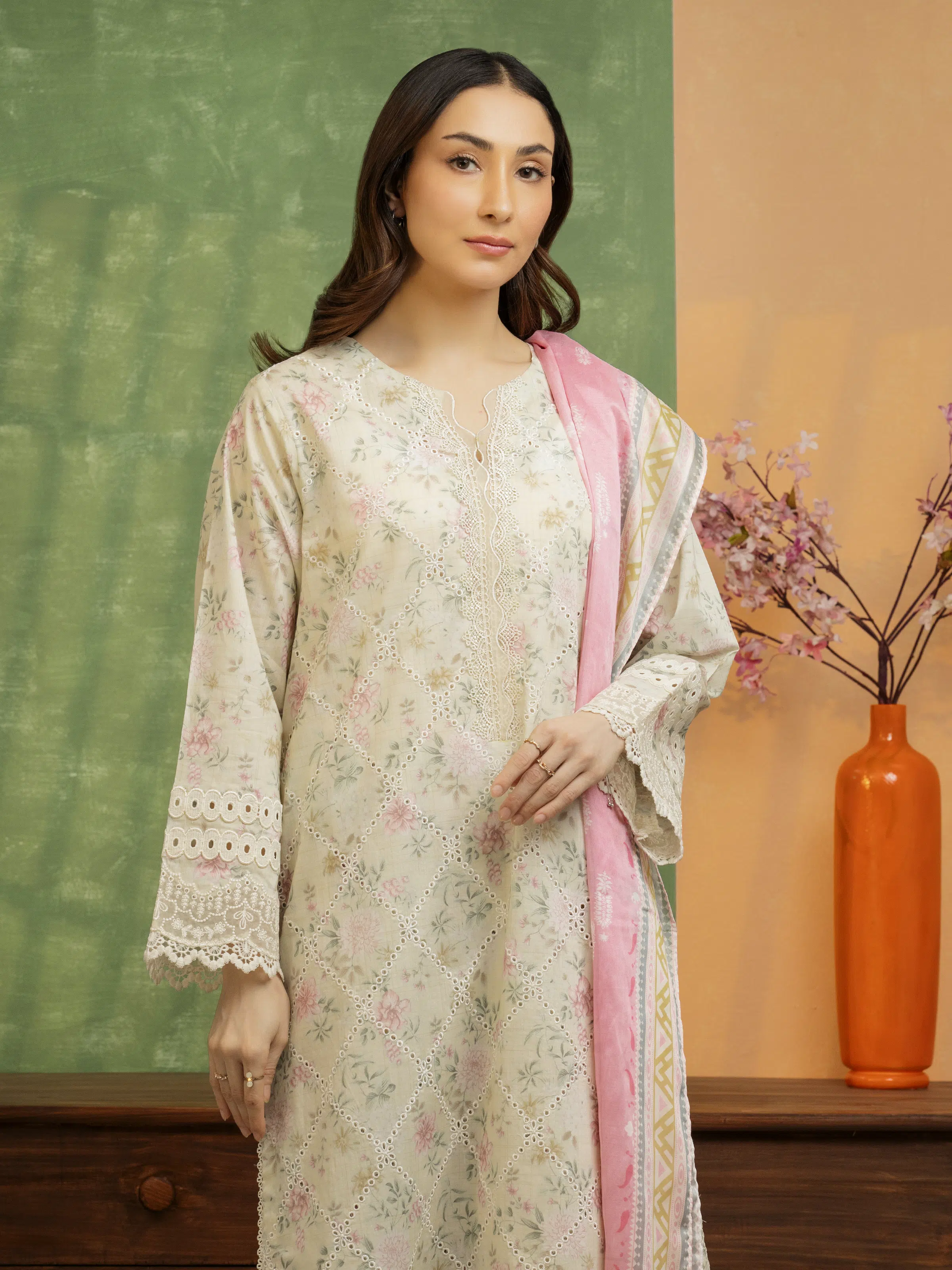 Unstitched Embroidered Lawn Suit - EWU5V1-31452-3P - Image 2