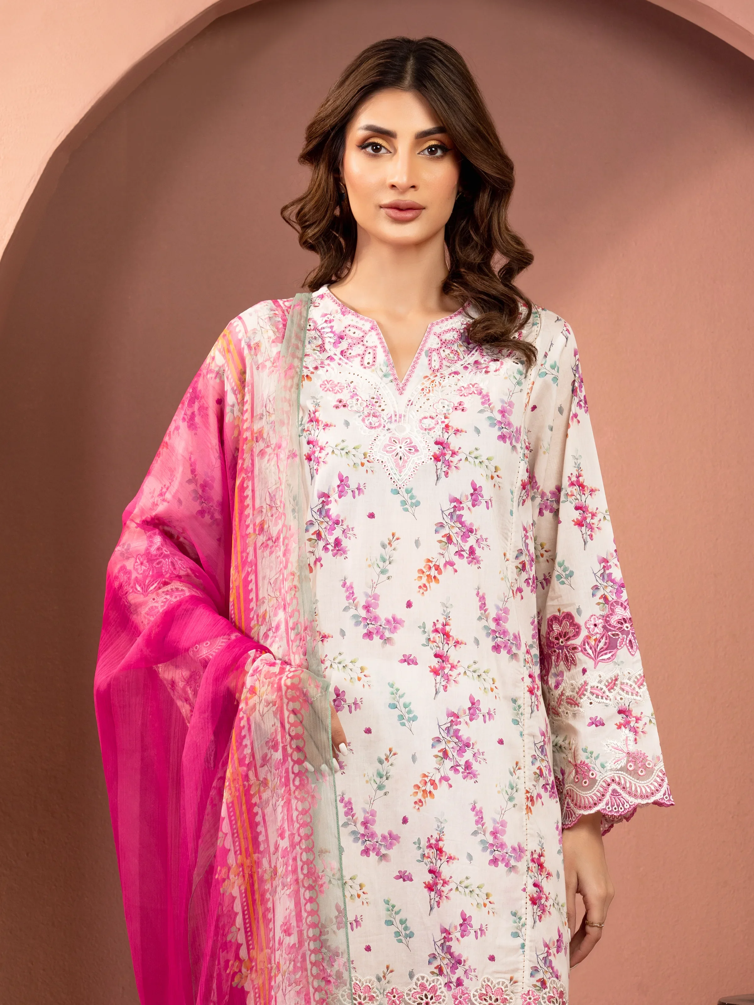 Unstitched Embroidered Lawn Suit - EWU5V1-31457-3P - Image 2