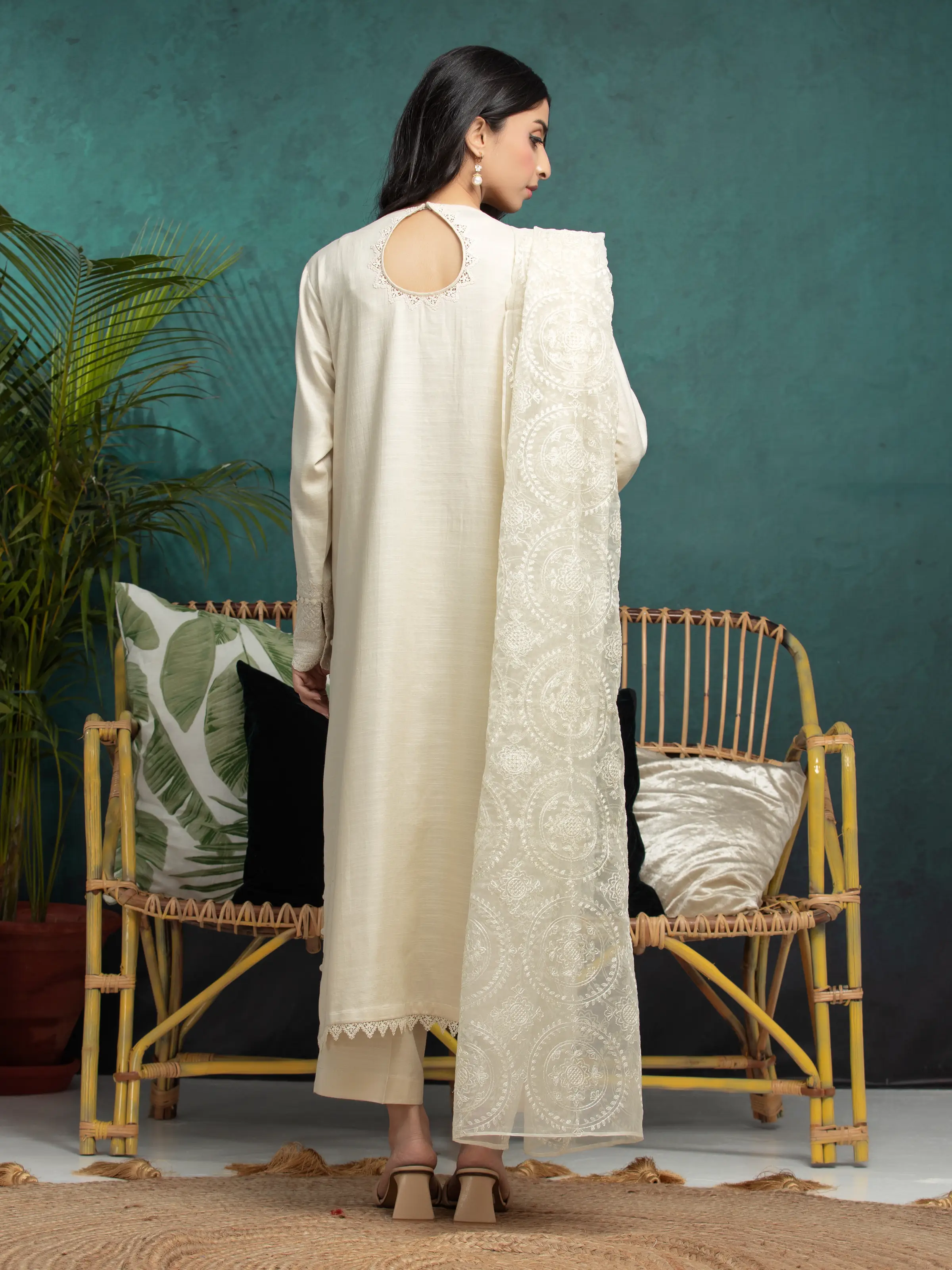Unstitched Embroidered Raw Silk Suit - EWU24V16-30280-3P - Image 2