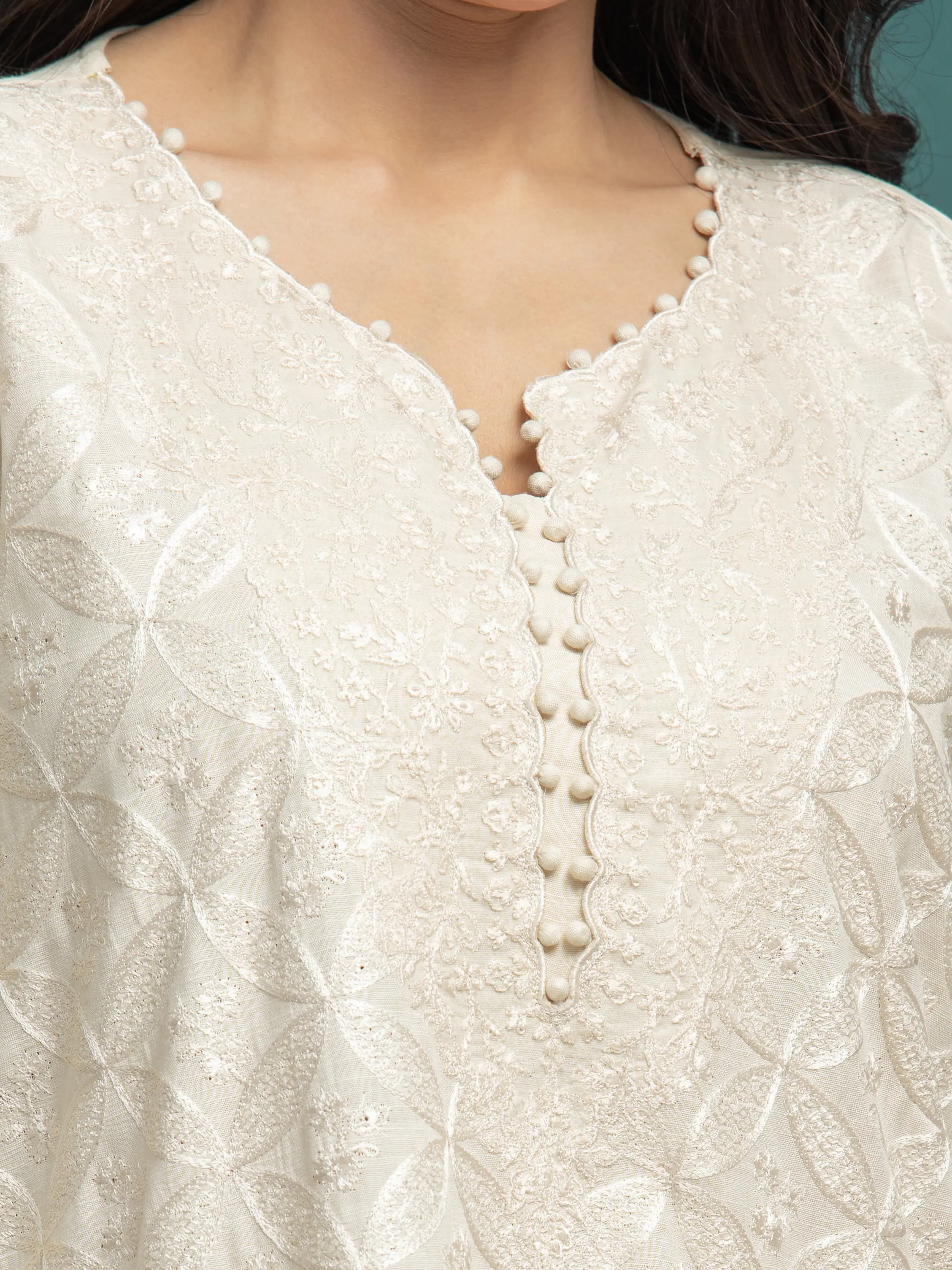 Unstitched Embroidered Raw Silk Suit - EWU24V16-30280-3P - Image 4