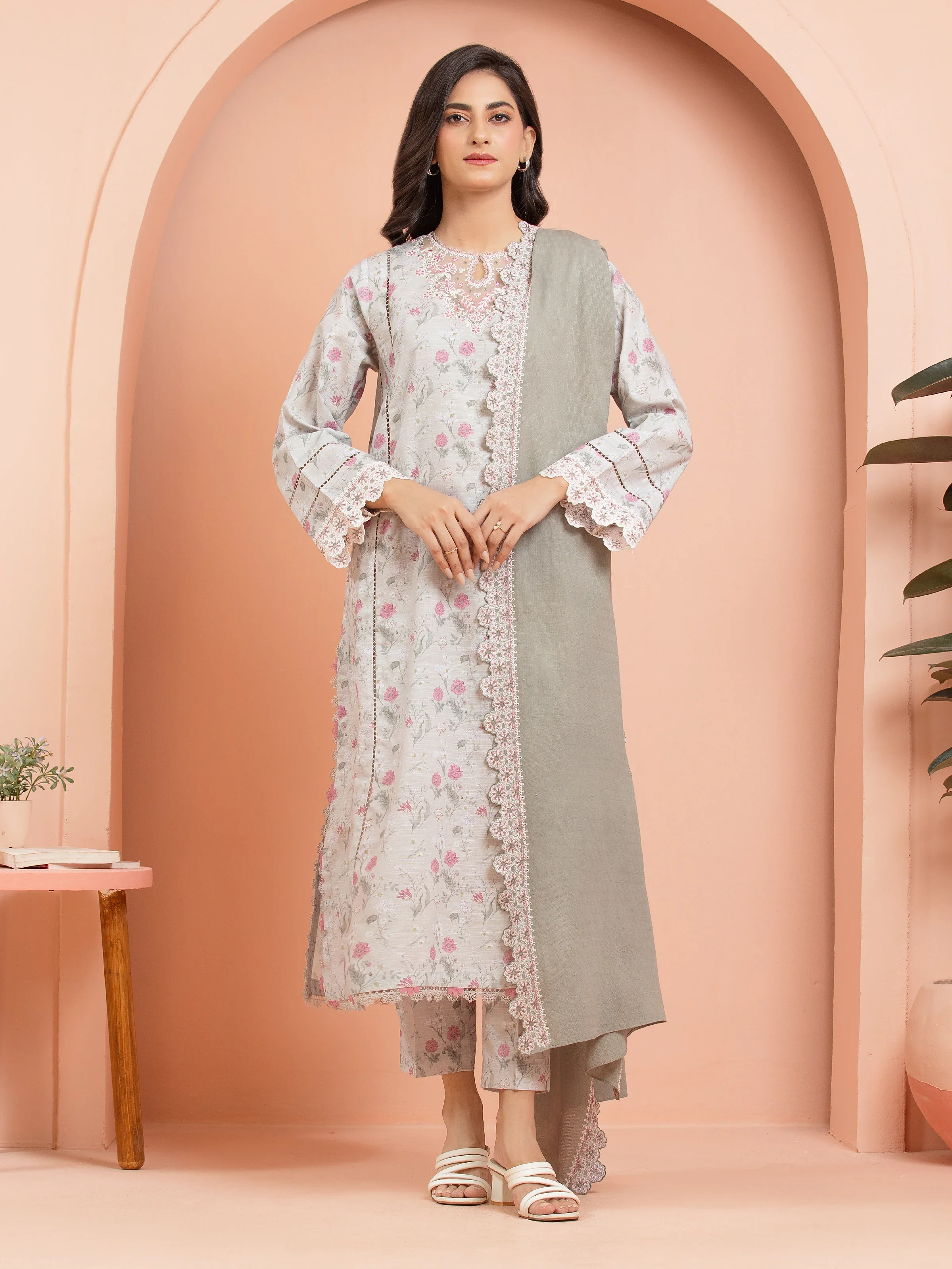 Unstitched Embroidered Khaddar Suit - EWU24V11-30200-3P