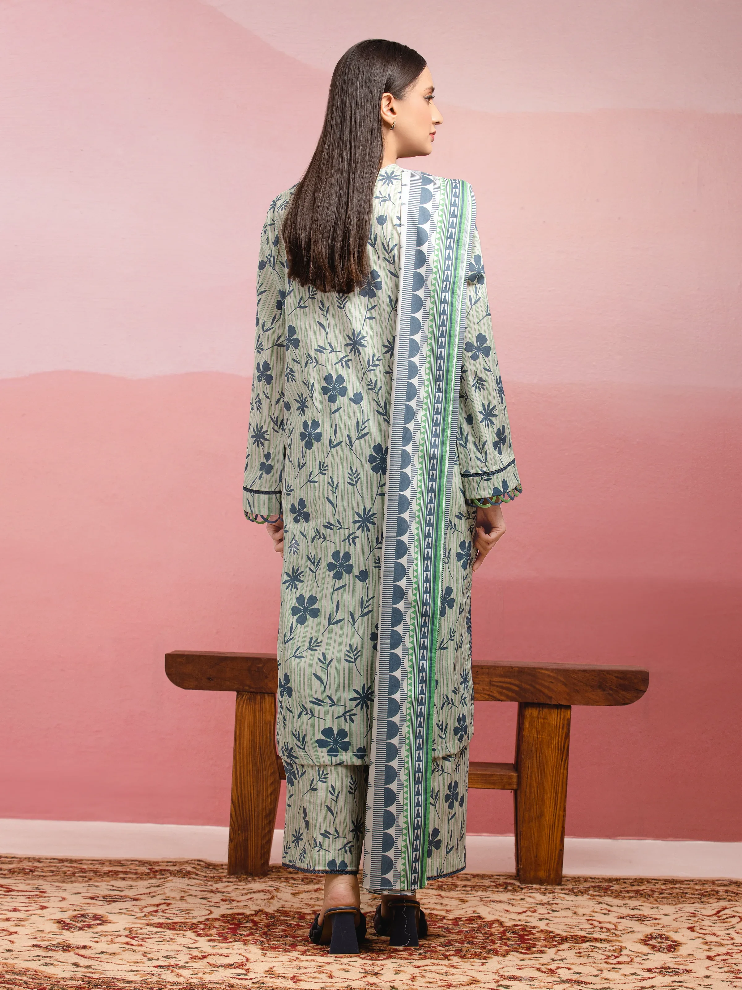 Unstitched Printed Lawn Suit - EWU5A1-35057-3P - Image 2