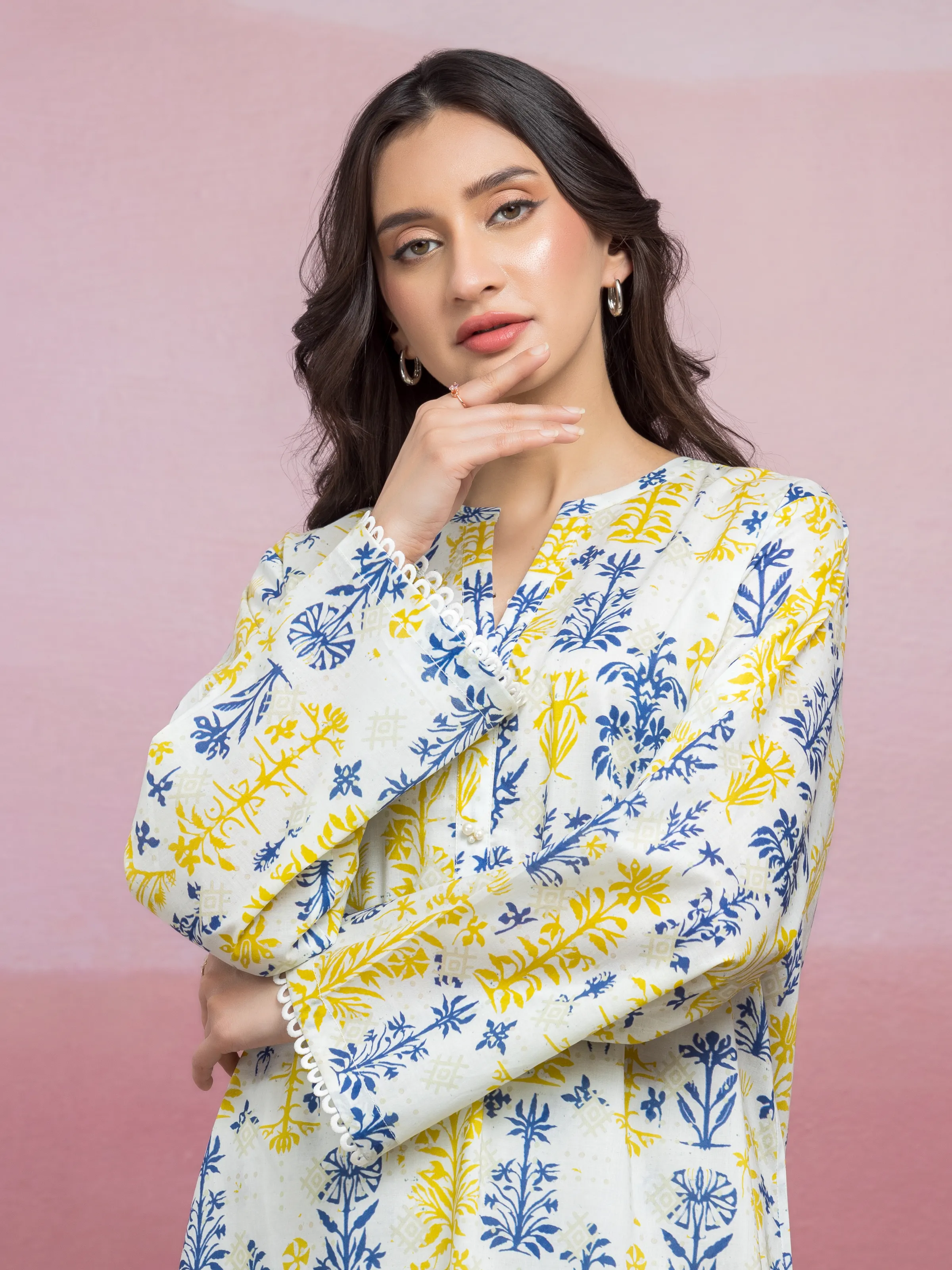 Unstitched Printed Lawn Shirt Trouser - EWU5A1-35419ST - Image 3