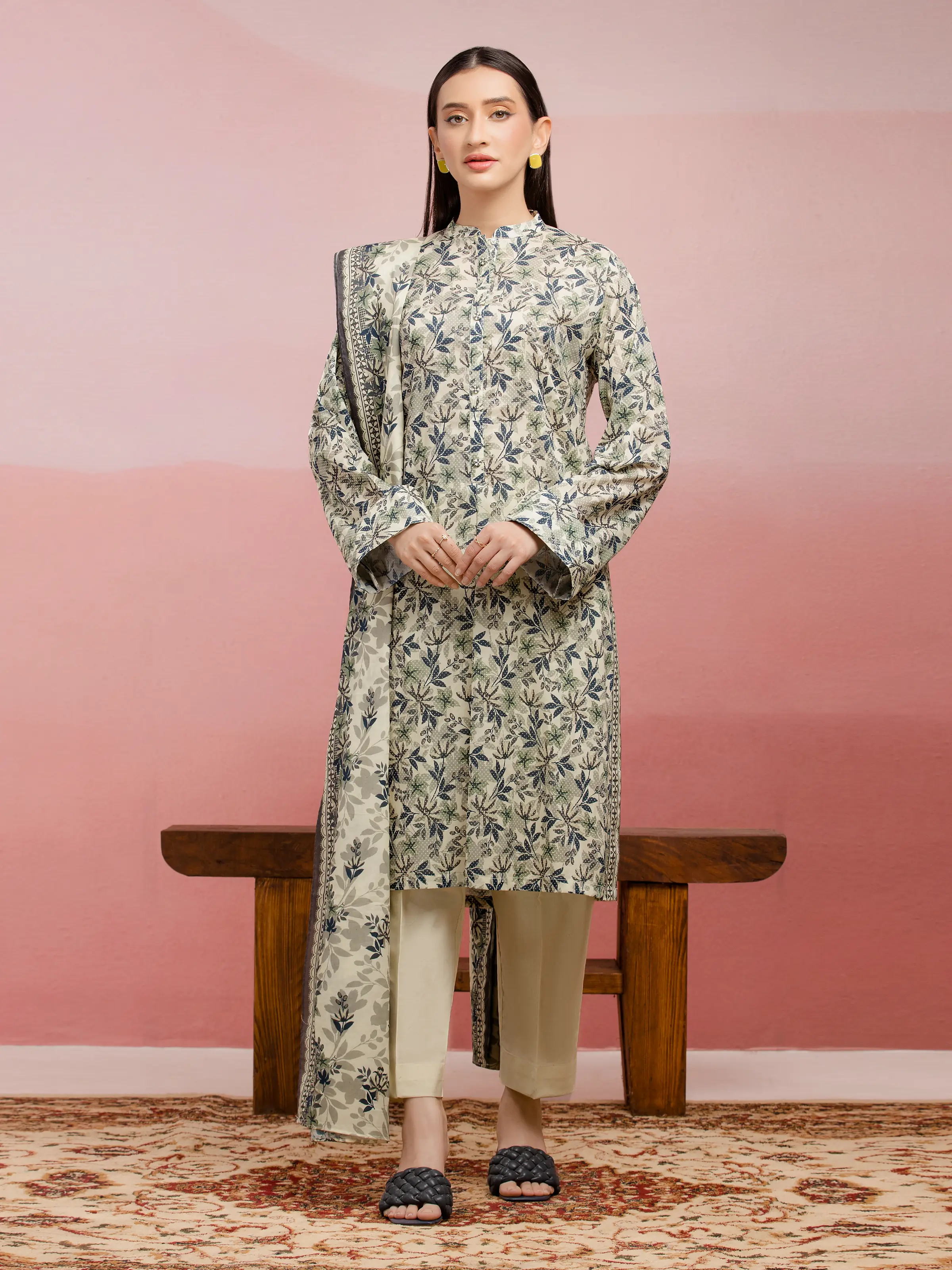 Unstitched Printed Lawn Suit - EWU5A1-35227-3P