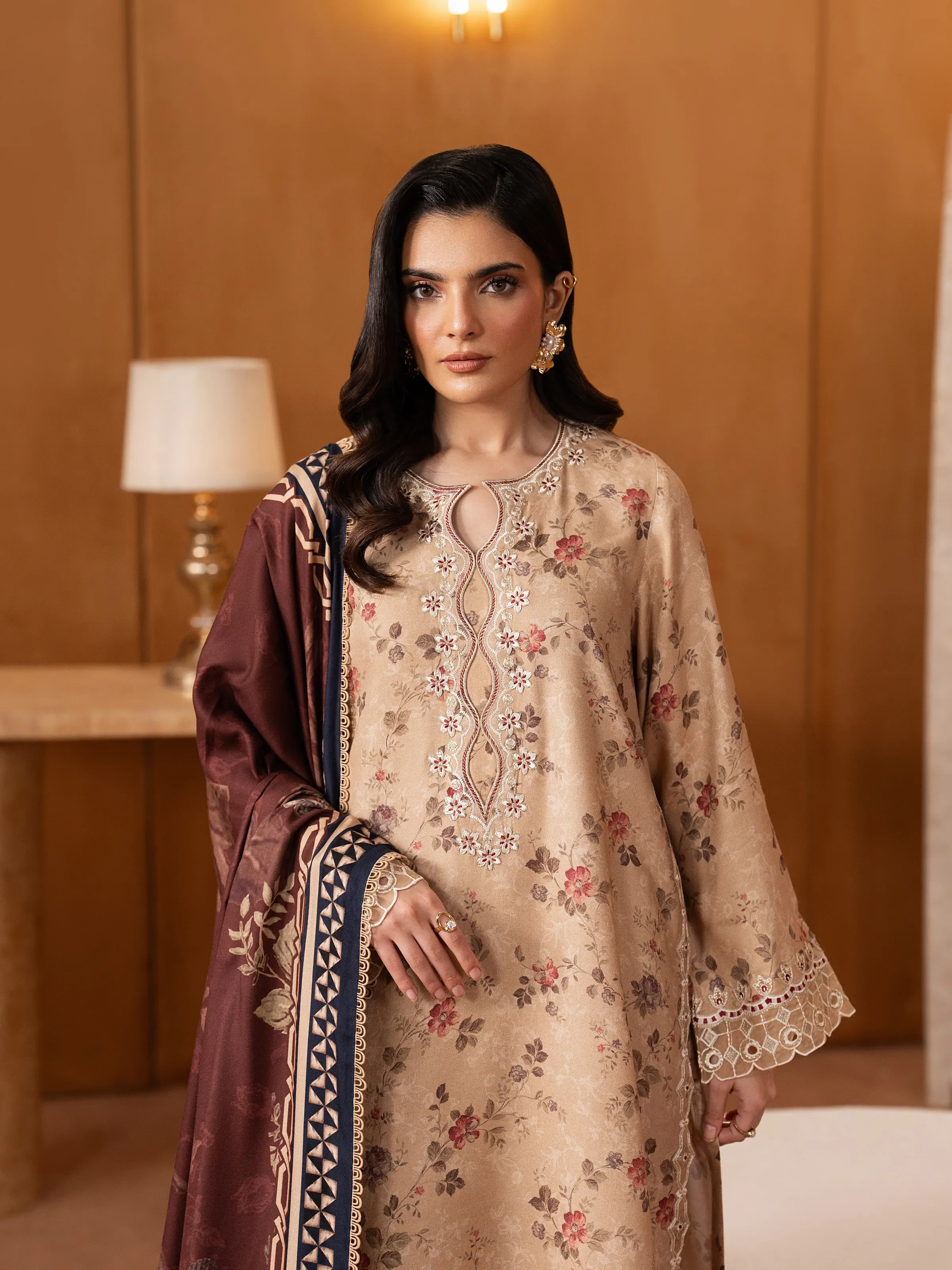 Unstitched Embroidered Twill Viscose Suit - EWU5V20-32087-3P - Image 2
