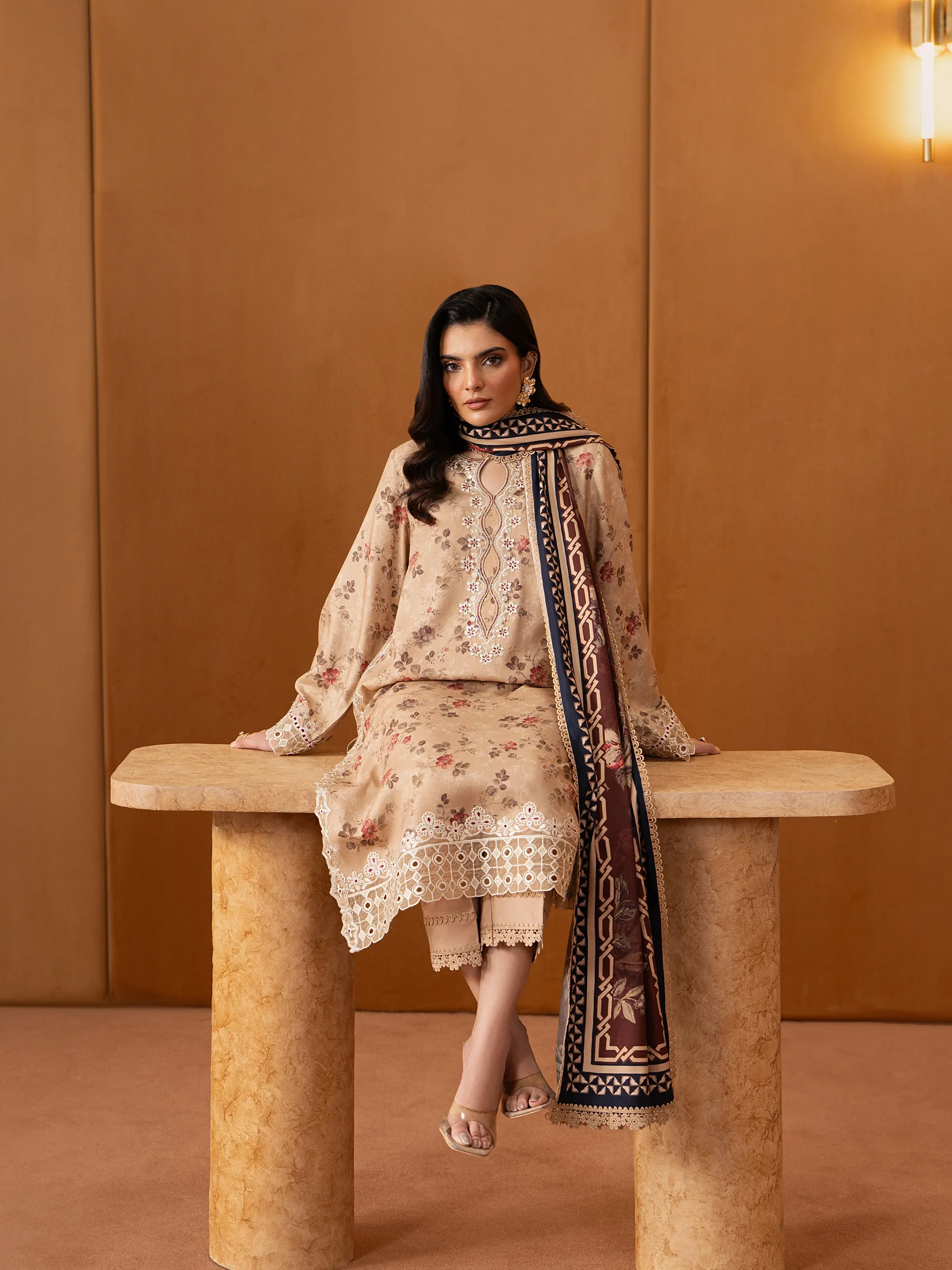 Unstitched Embroidered Twill Viscose Suit - EWU5V20-32087-3P - Image 5