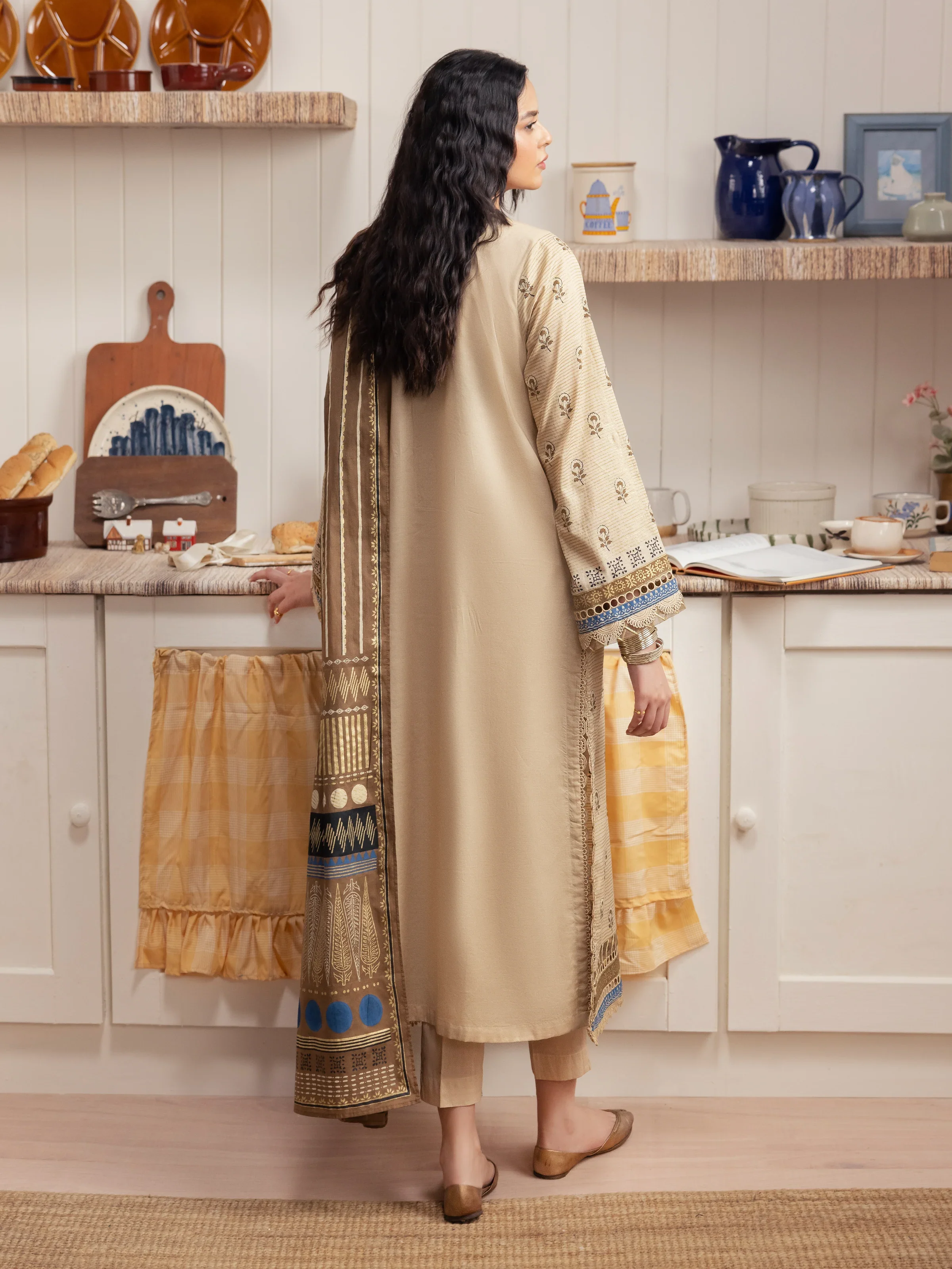 Unstitched Block Print Cambric Shirt Dupatta - EWU24M1-049SD - Image 6