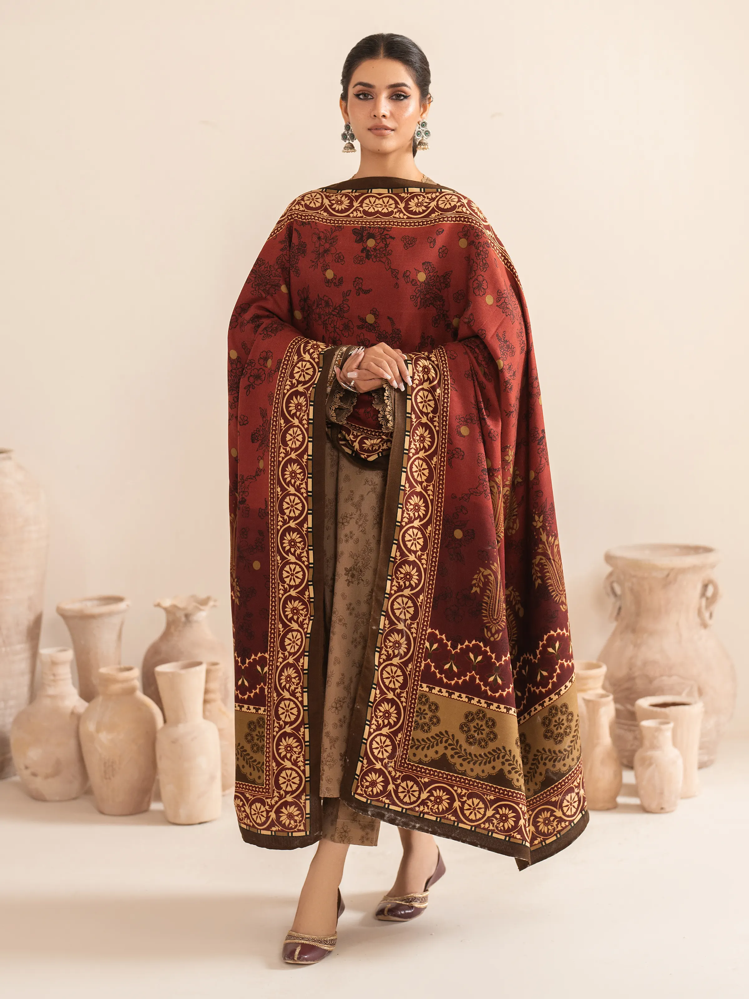 Unstitched Printed Khaddar Suit - EWU24M3-073 - Image 2