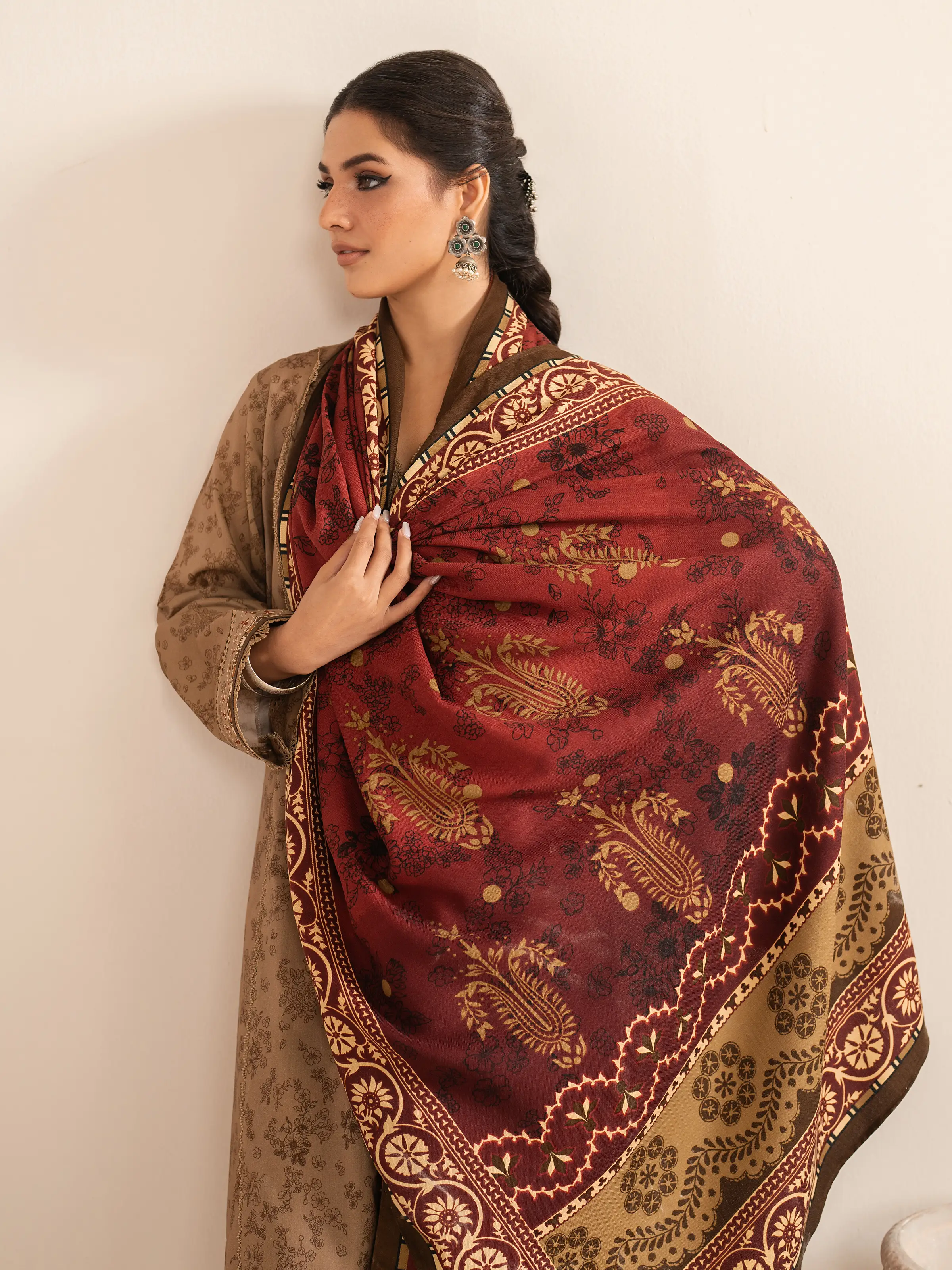 Unstitched Printed Khaddar Suit - EWU24M3-073 - Image 3