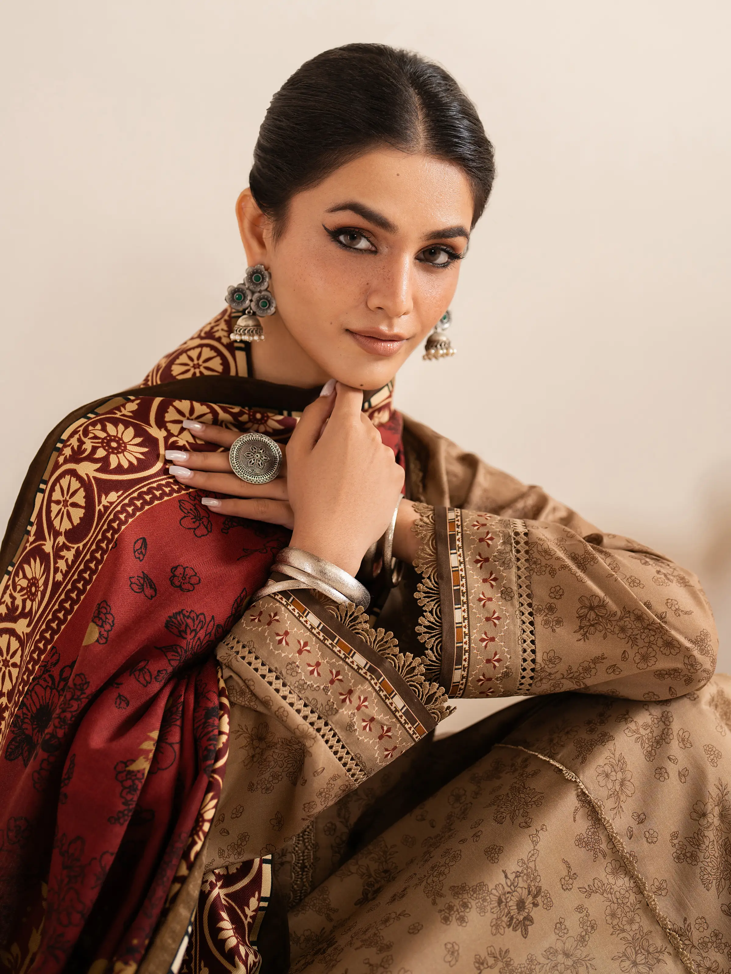 Unstitched Printed Khaddar Suit - EWU24M3-073 - Image 4