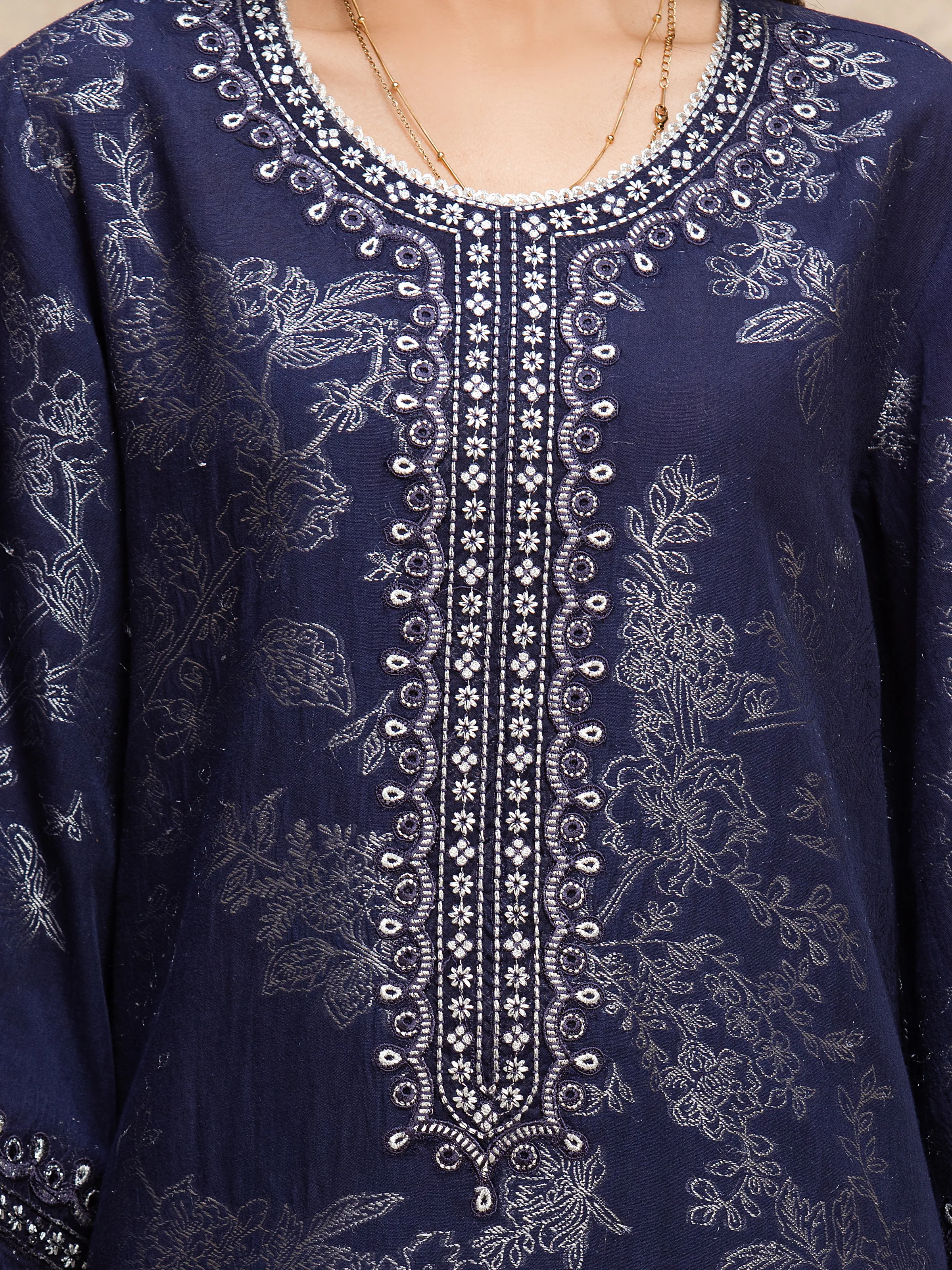 Unstitched Embroidered Jacquard Suit - EWU5V3-31852-3P - Image 3