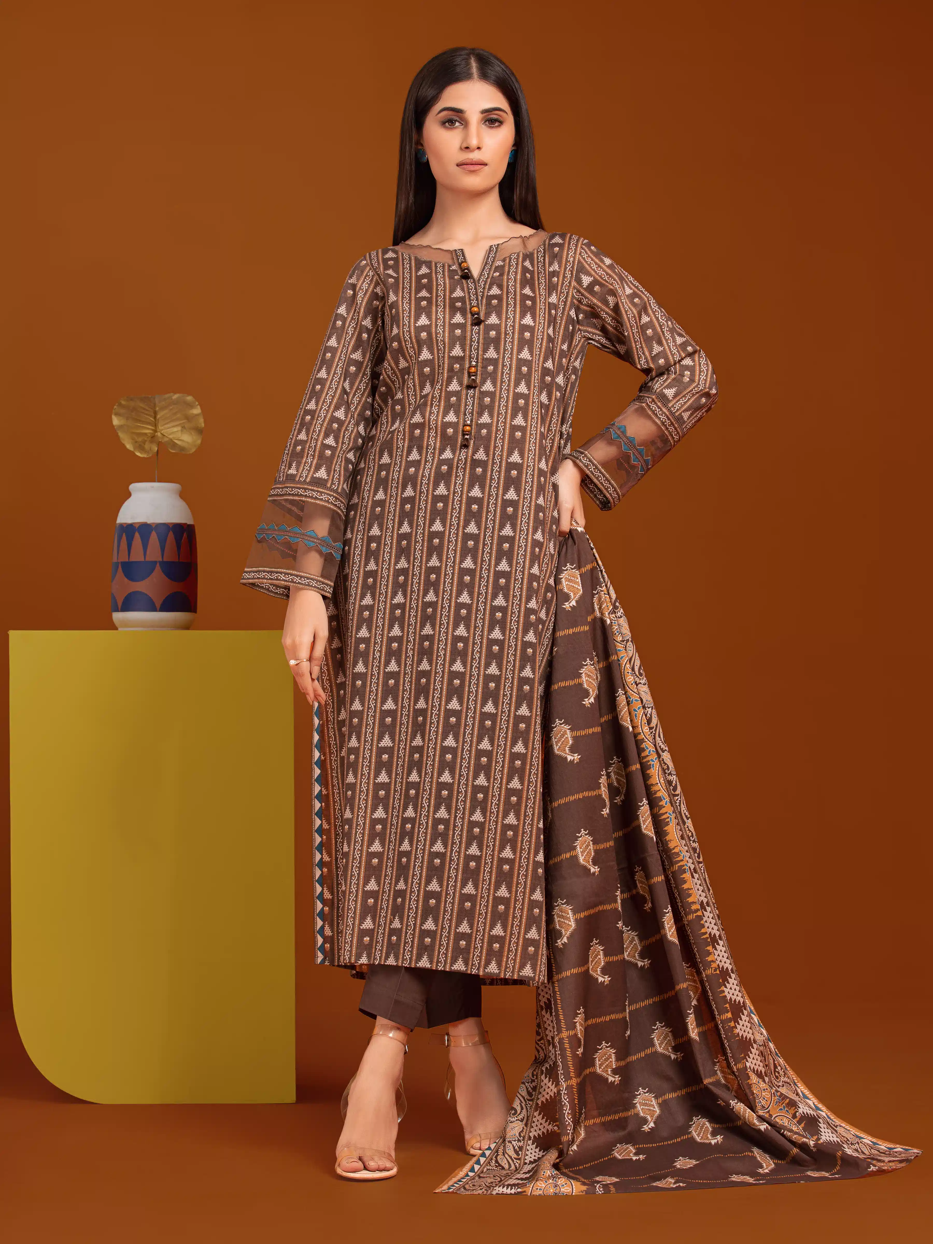 Unstitched Printed Khaddar Suit - EWU24A3-27038-3P