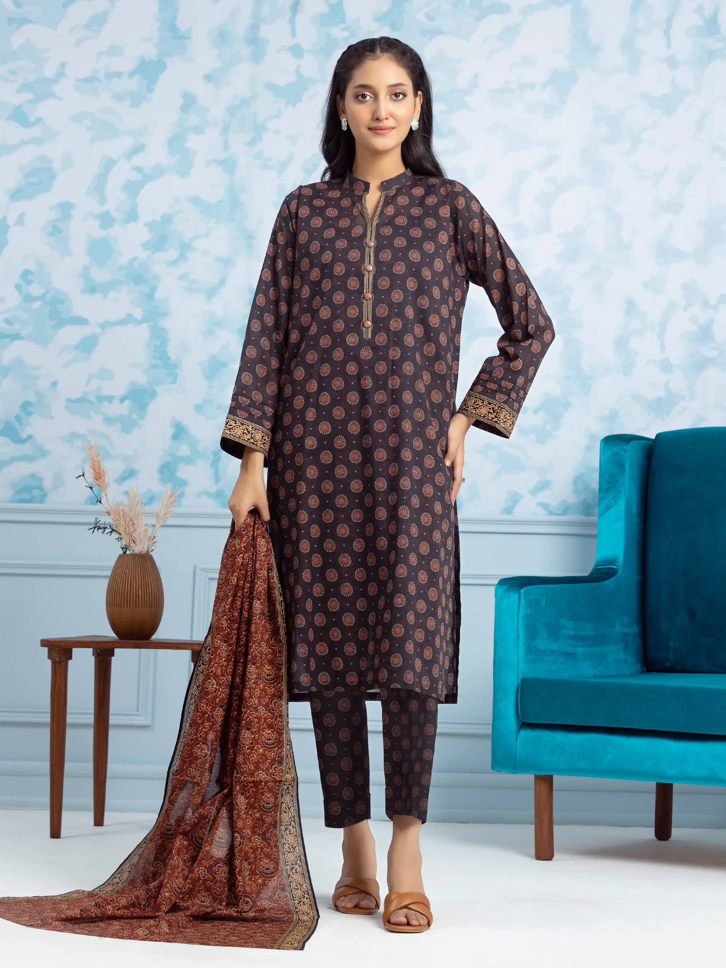 Unstitched Printed Khaddar Suit - EWU24A3-29718-3P