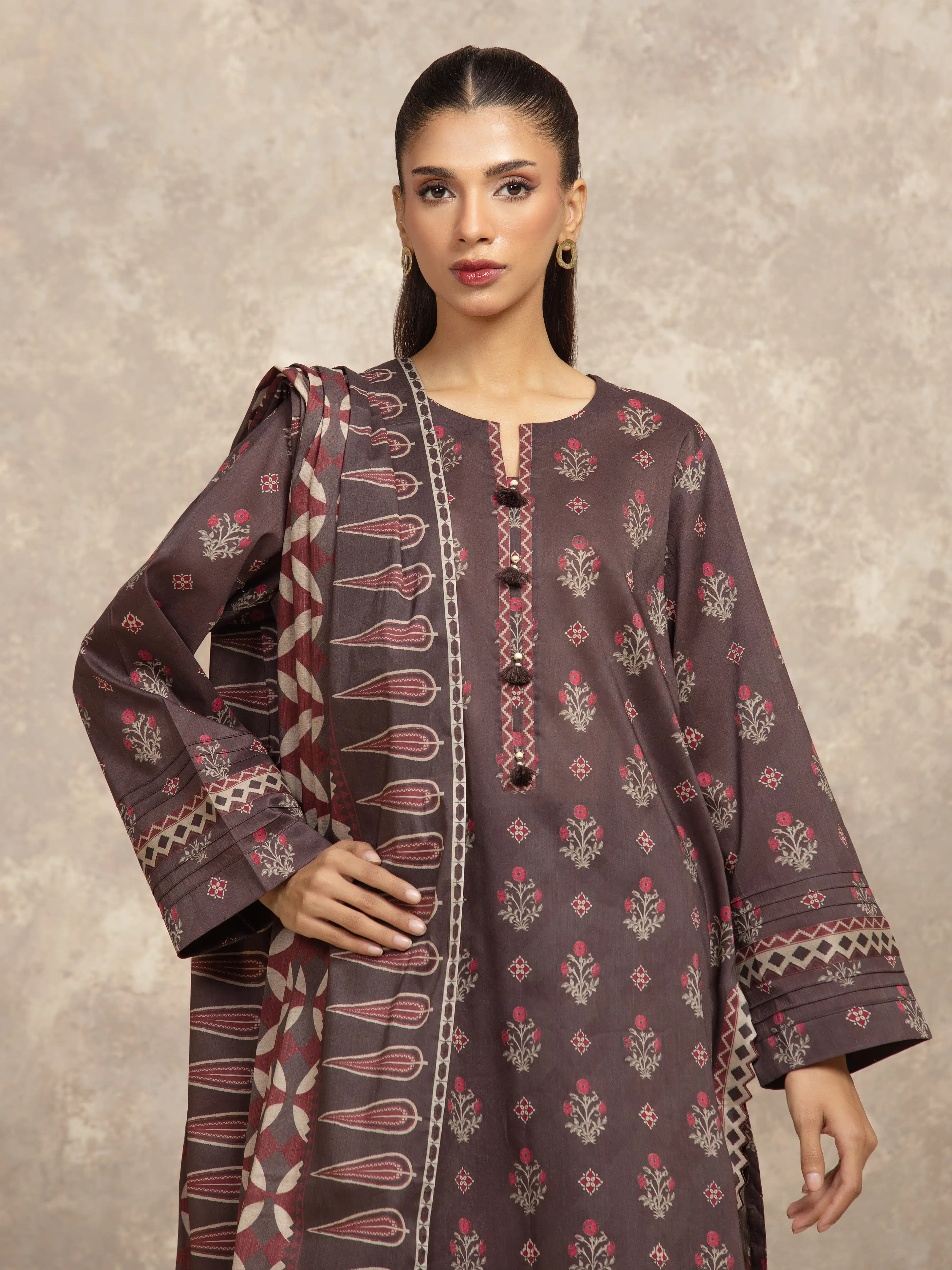 Unstitched Printed Khaddar Suit - EWU5A3-36036-3P - Image 2