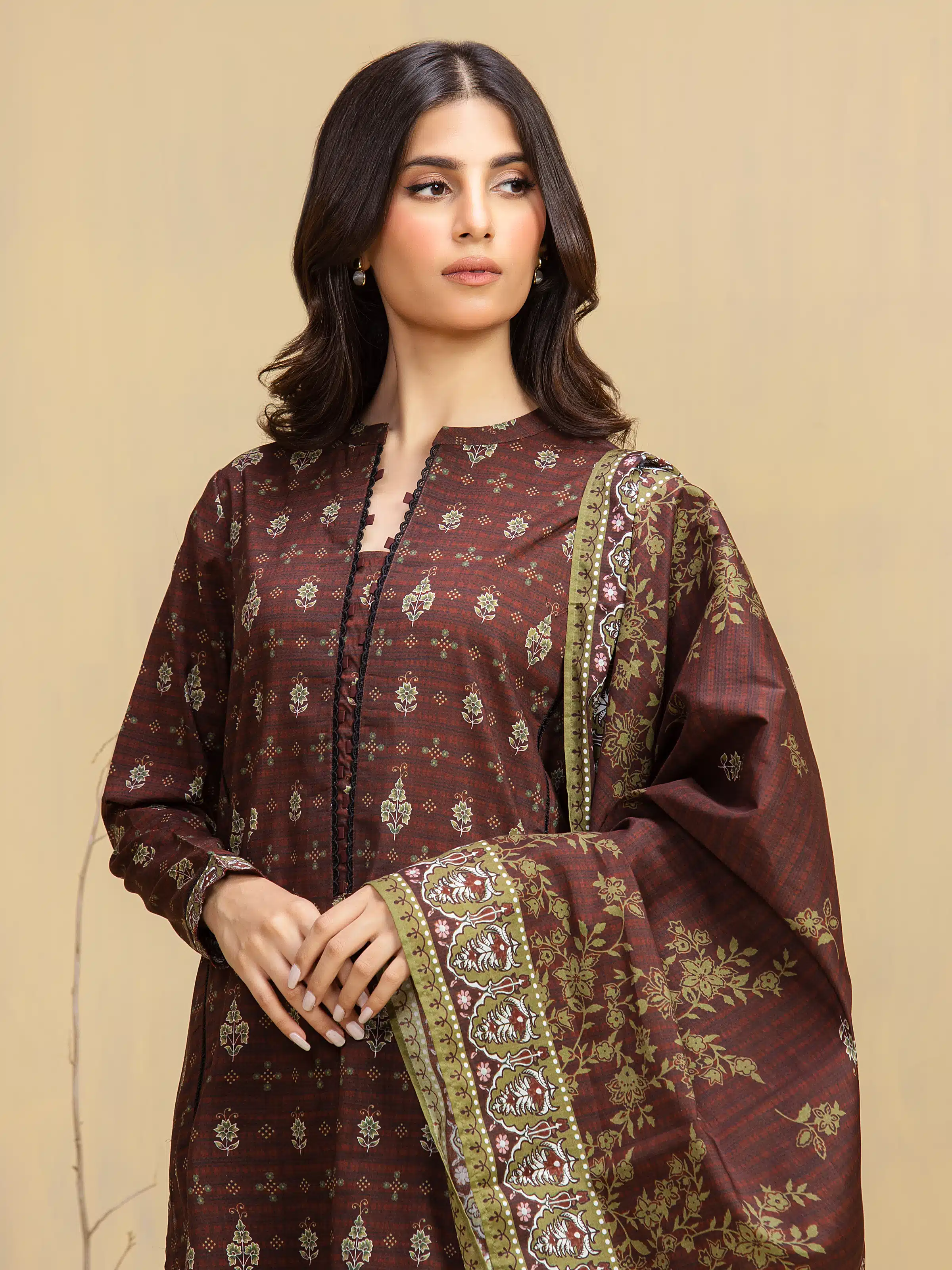 Unstitched Printed Khaddar Suit - EWU5A3-36118-3P - Image 2