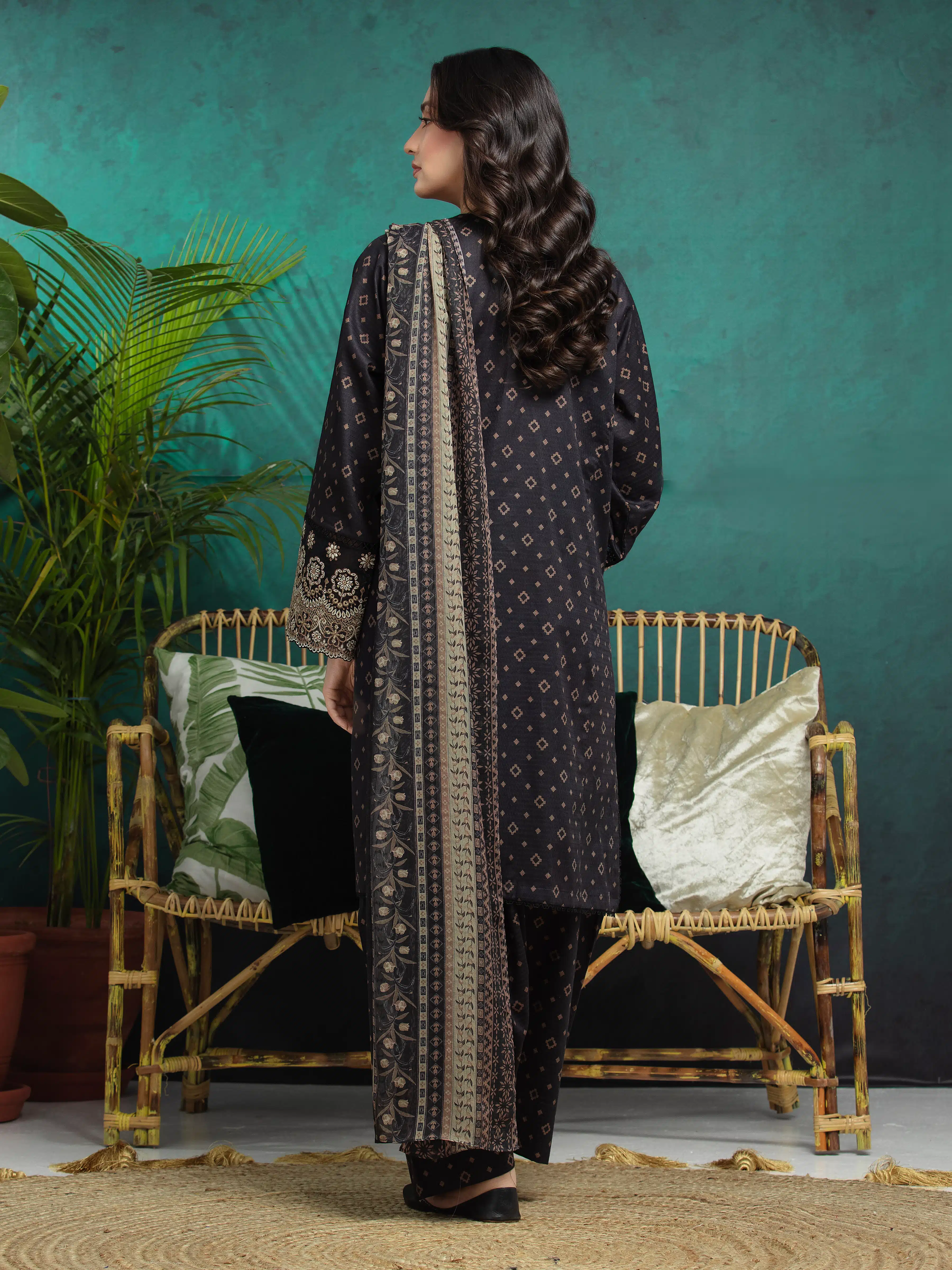 Unstitched Embroidered Dobby Suit - EWU5V7-30364-3P - Image 2