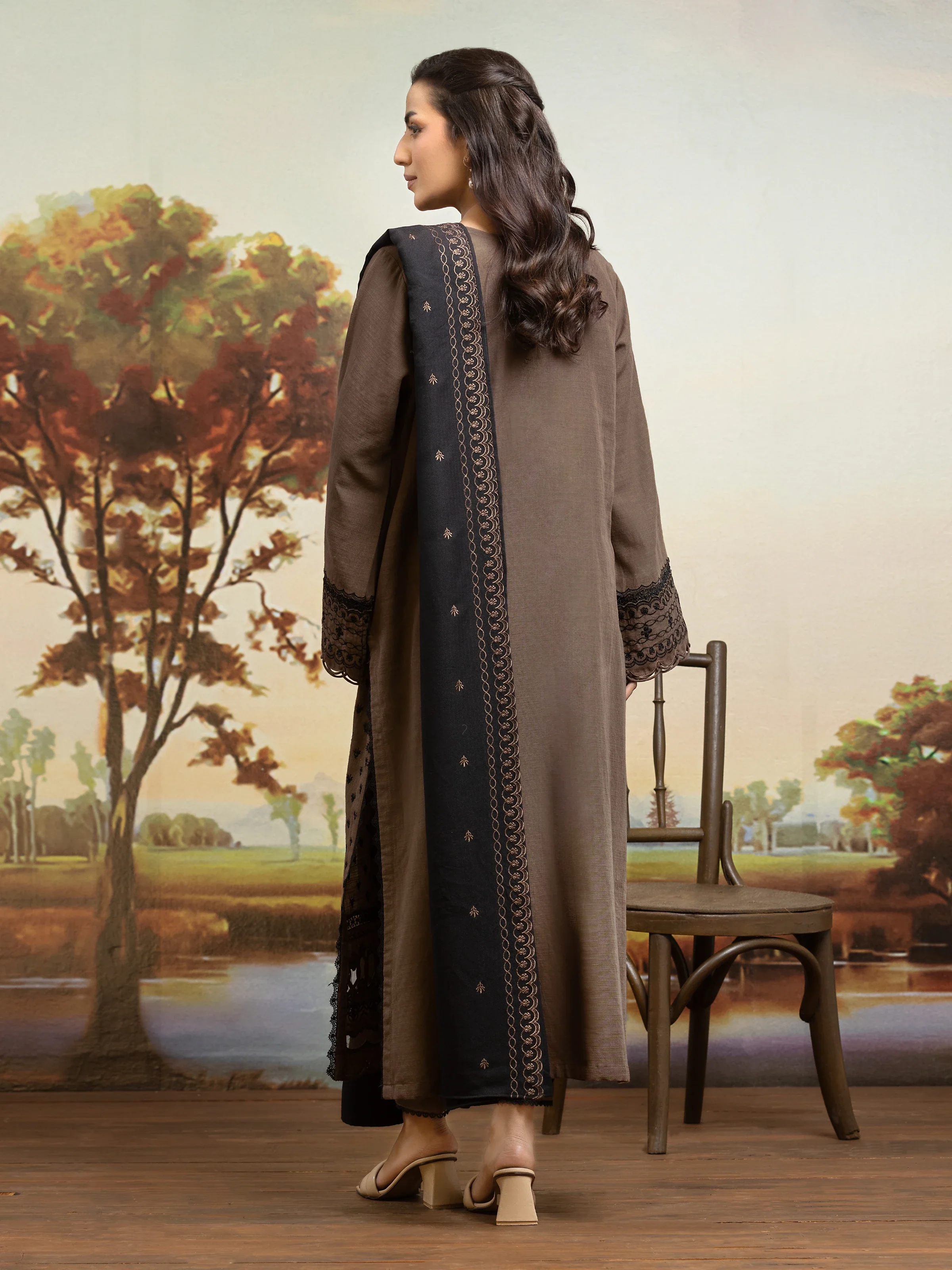 Unstitched Embroidered Khaddar Suit - EWU24V11-30306-3P - Image 2
