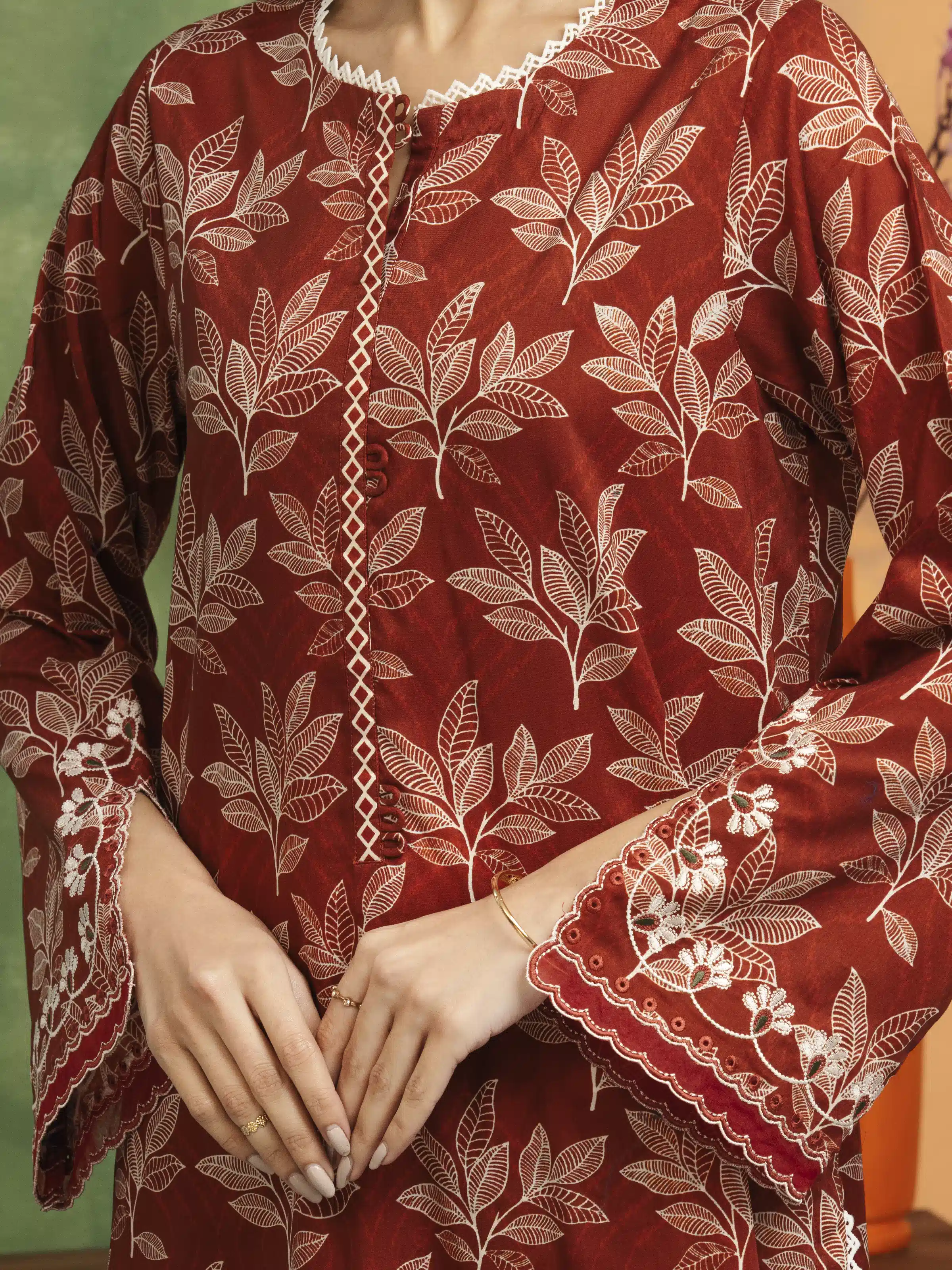Unstitched Embroidered Lawn Shirt Trouser - EWU5V1-31474ST - Image 3