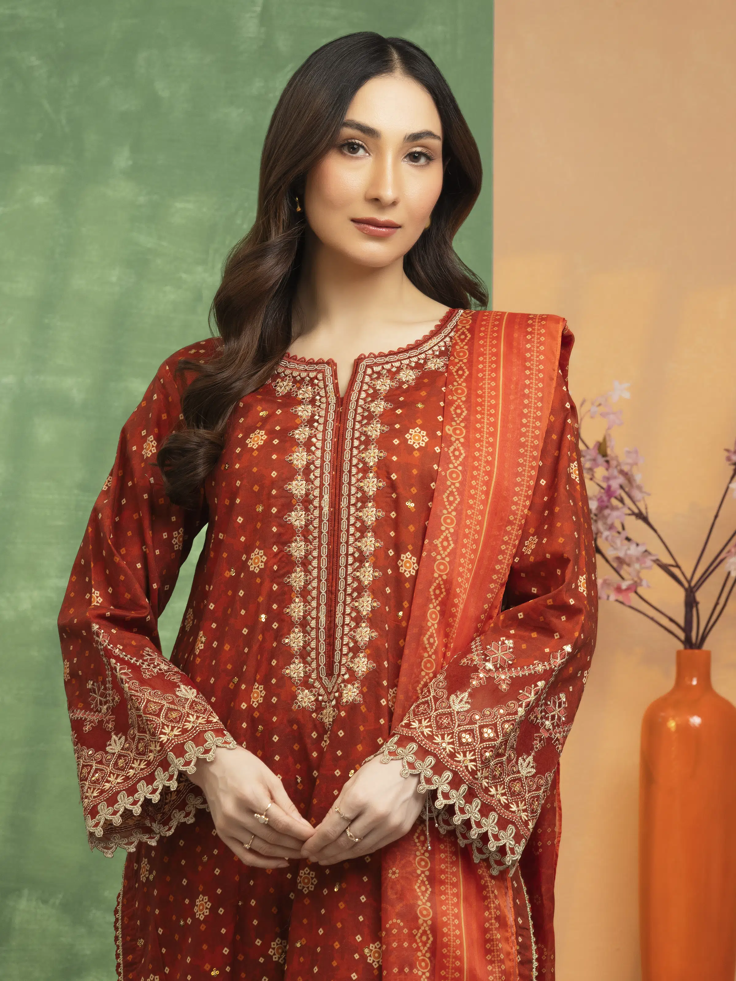 Unstitched Embroidered Lawn Suit - EWU5V1-31424-3P - Image 3