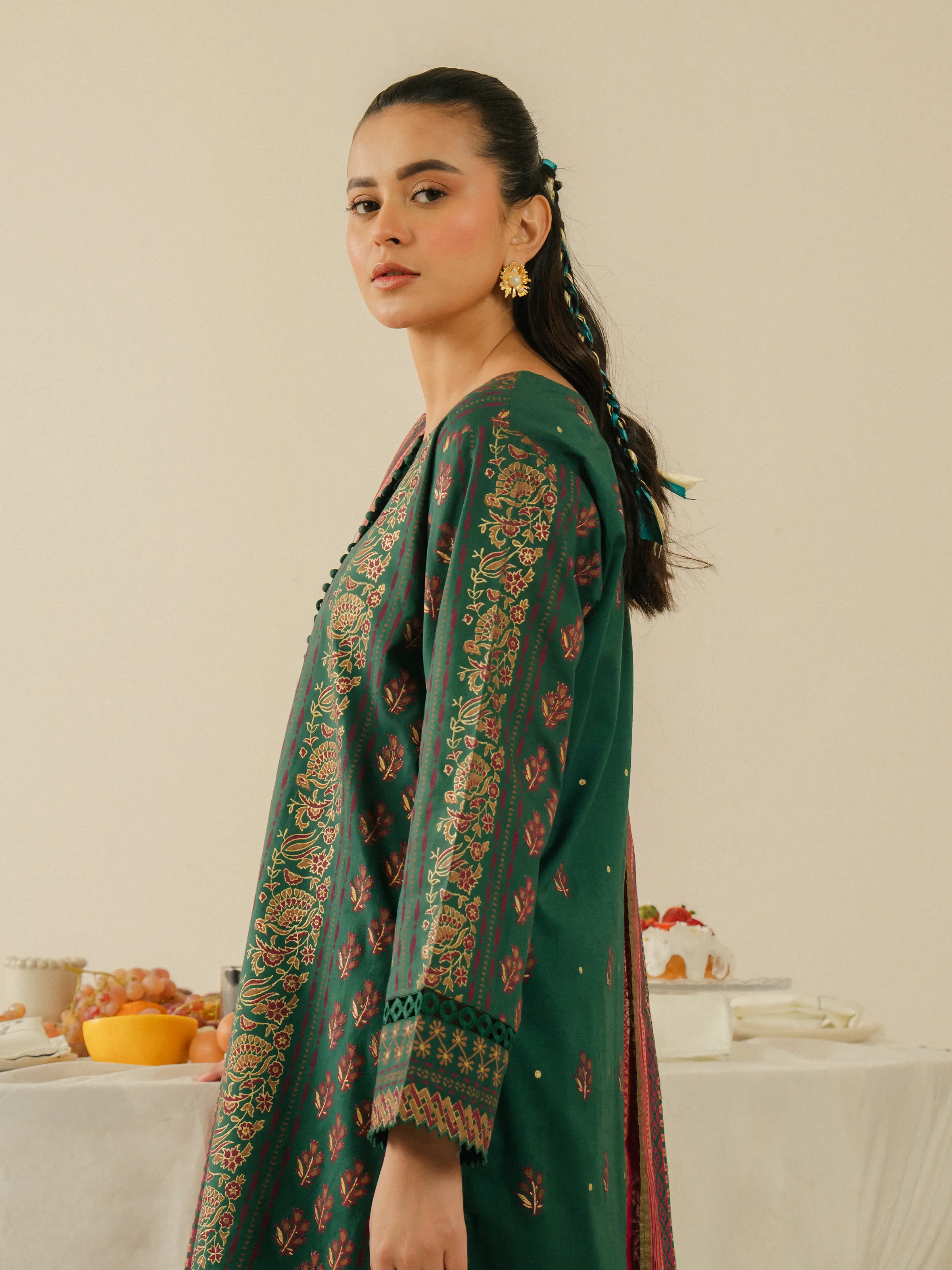 Unstitched Block Print Cambric Suit - EWU5M1-013-3P - Image 3