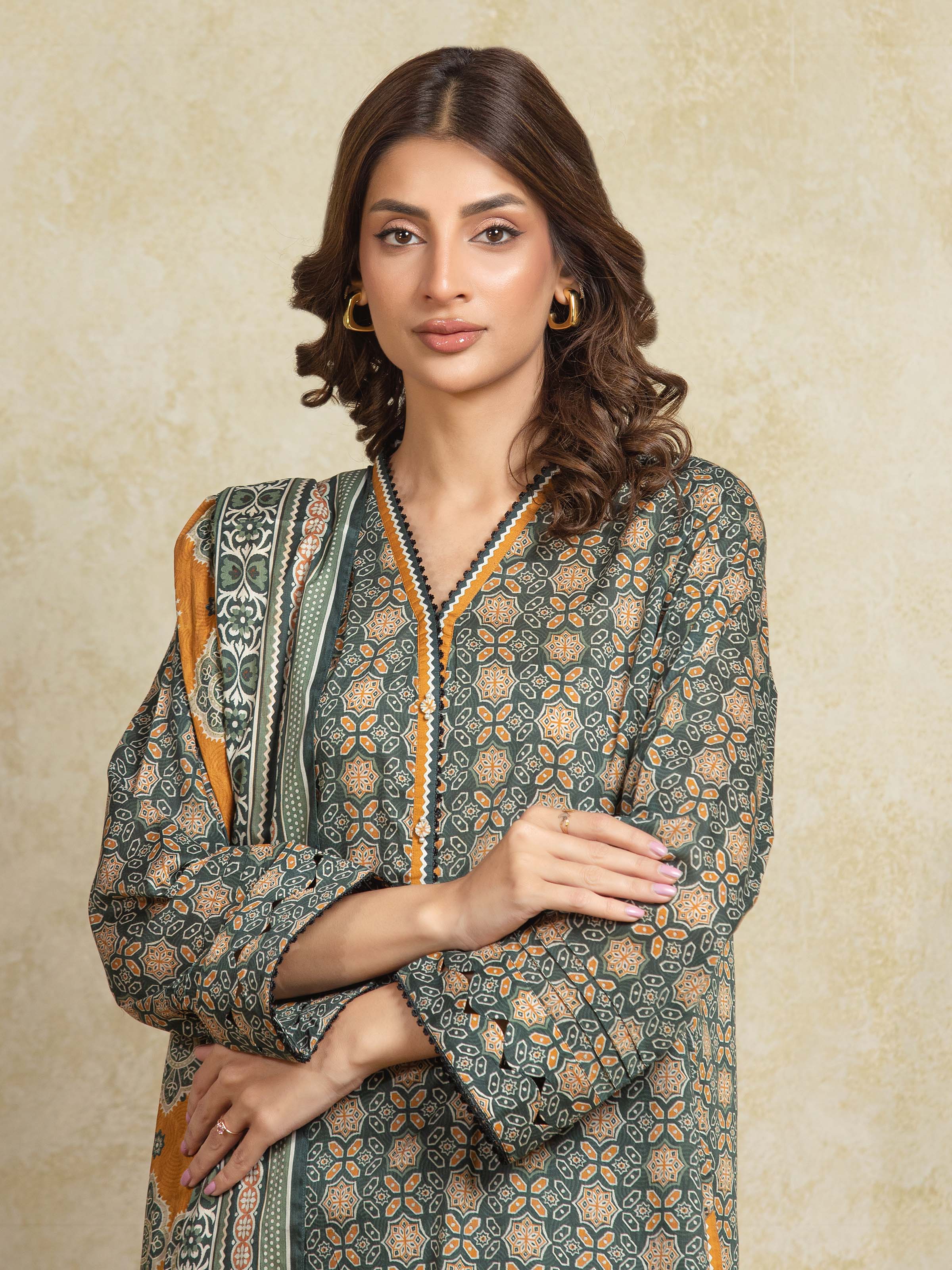 Unstitched Printed Khaddar Suit - EWU5A3-35945-3P - Image 2
