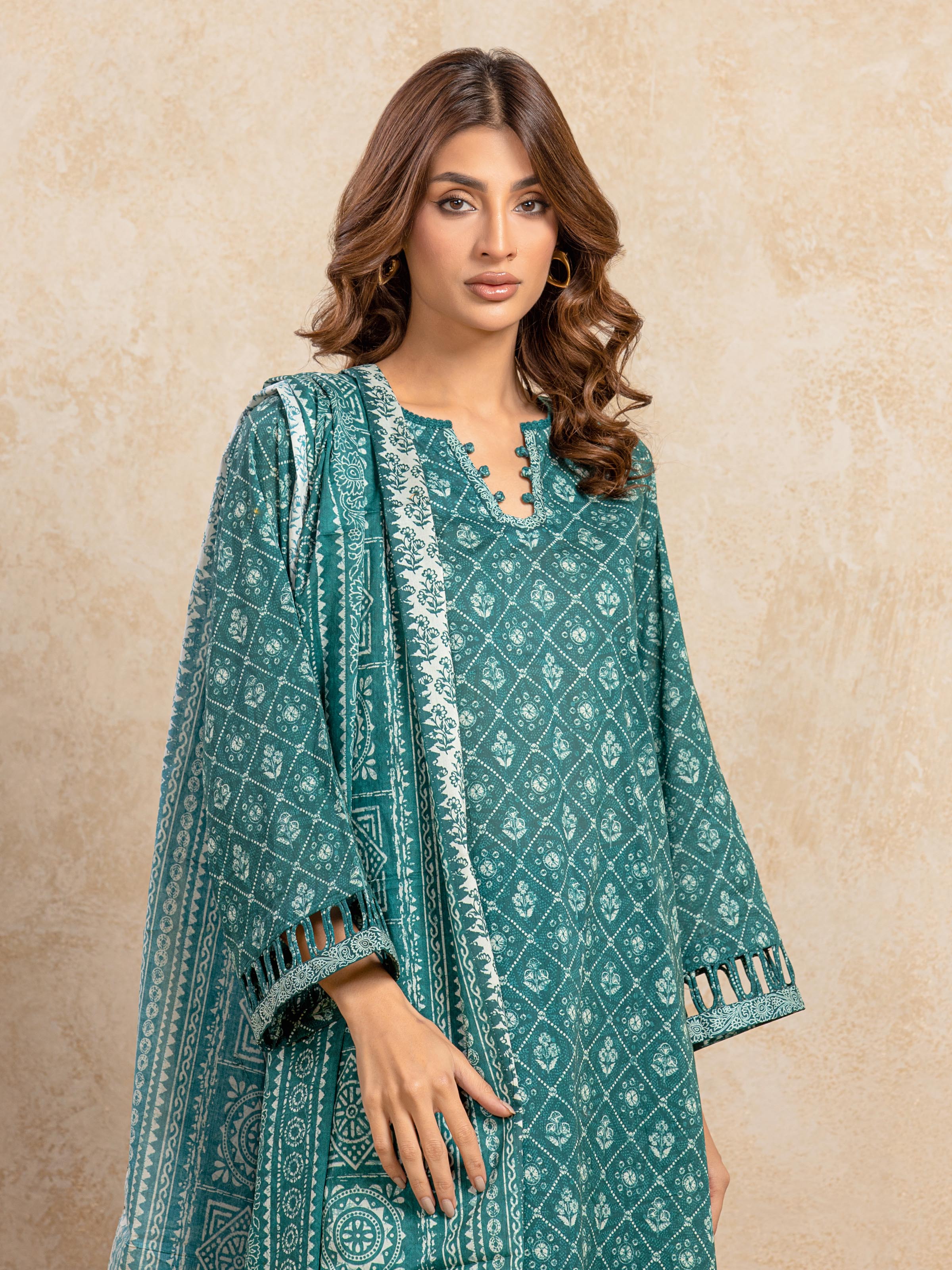 Unstitched Printed Khaddar Suit - EWU5A3-35982-3P - Image 2