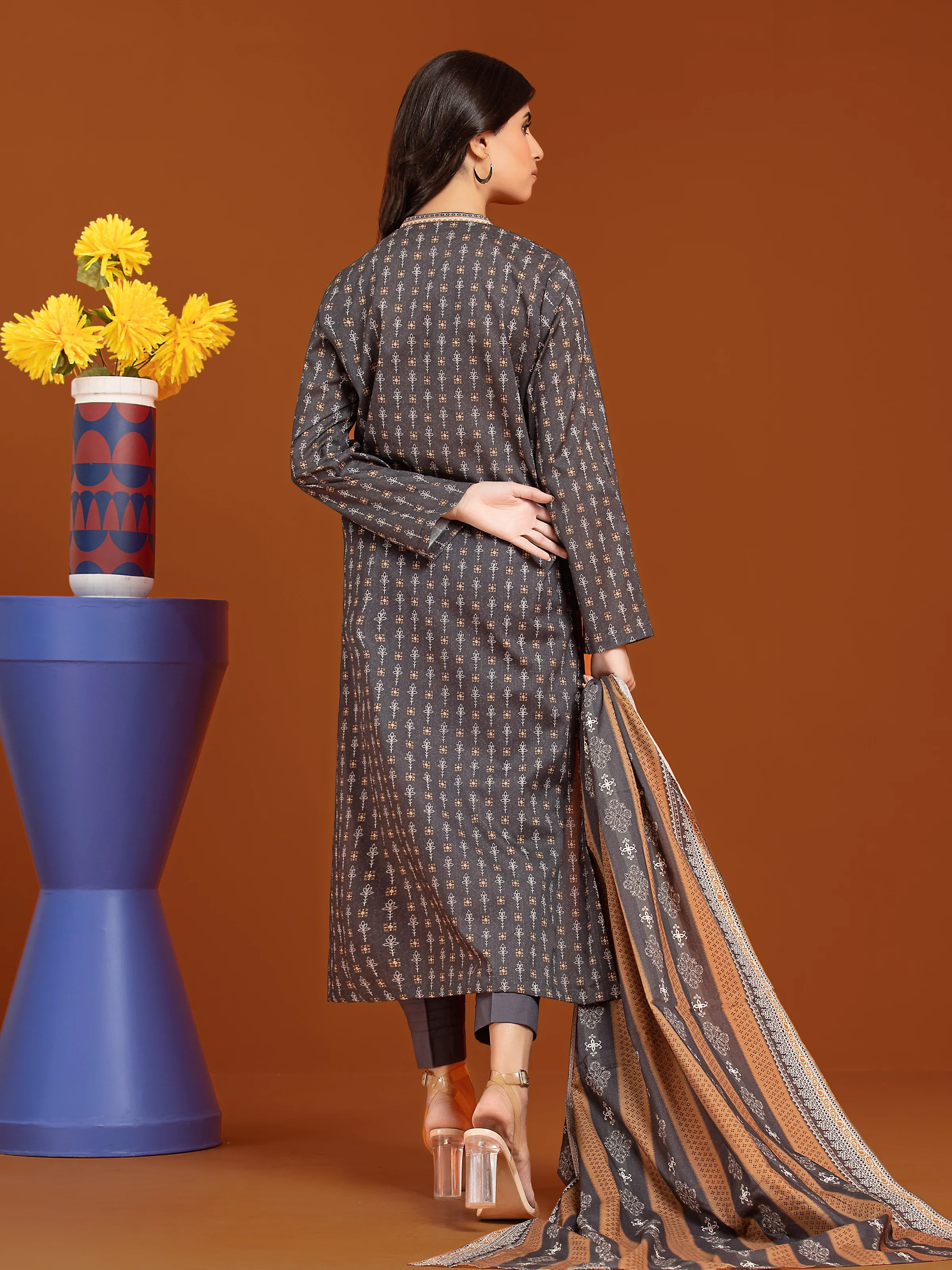 Unstitched Printed Khaddar Suit - EWU24A3-27046-3P - Image 2