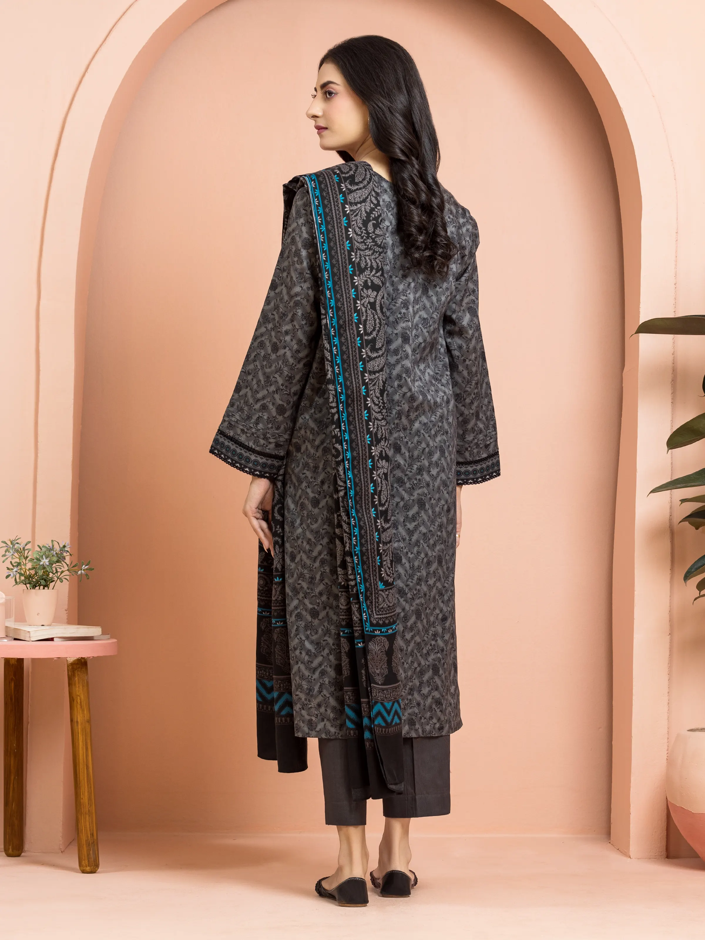 Unstitched Printed Khaddar Suit - EWU24M3-117 - Image 2