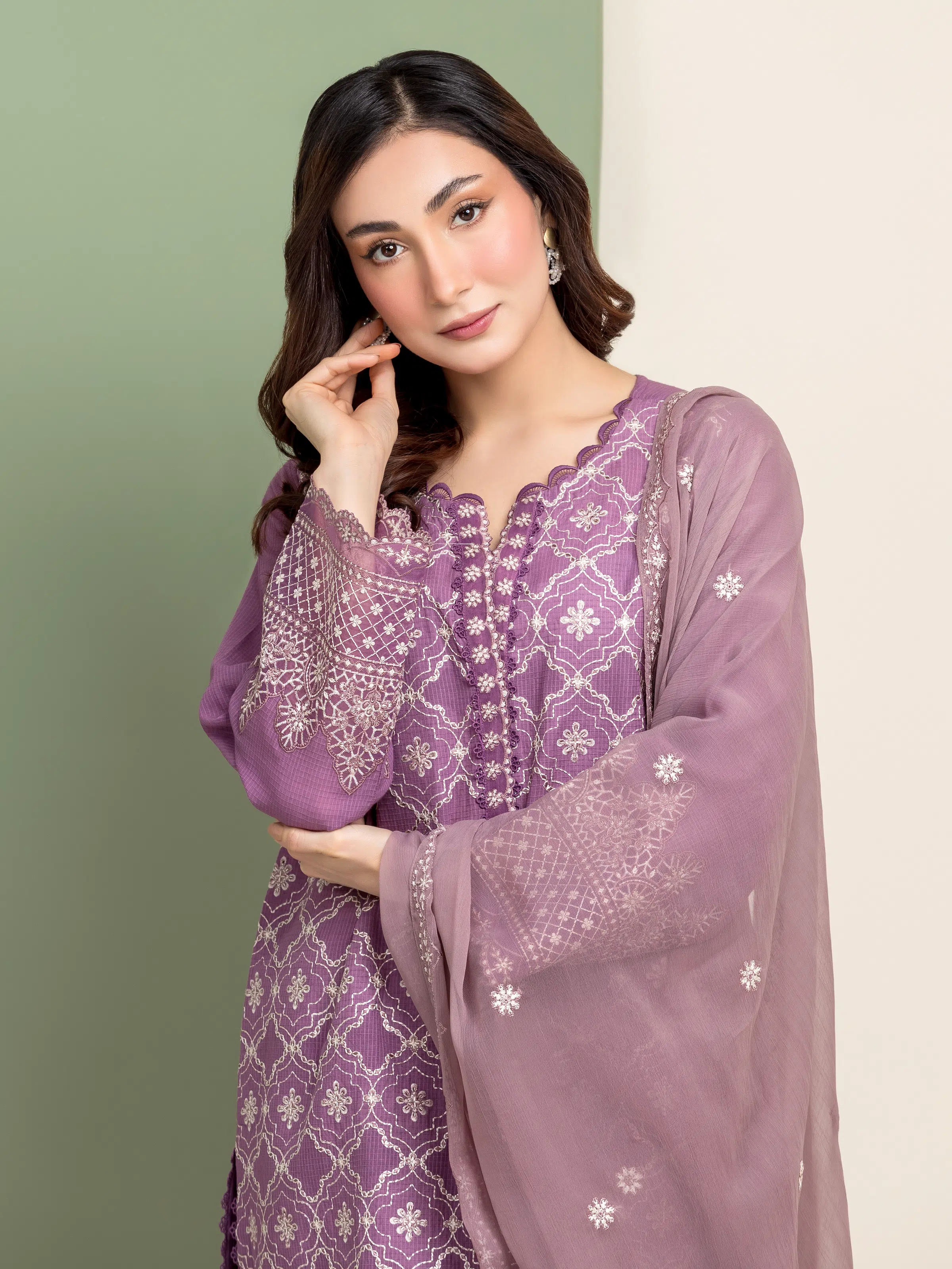 Unstitched Embroidered Lawn Suit - EWU5V1-31234-3P - Image 3